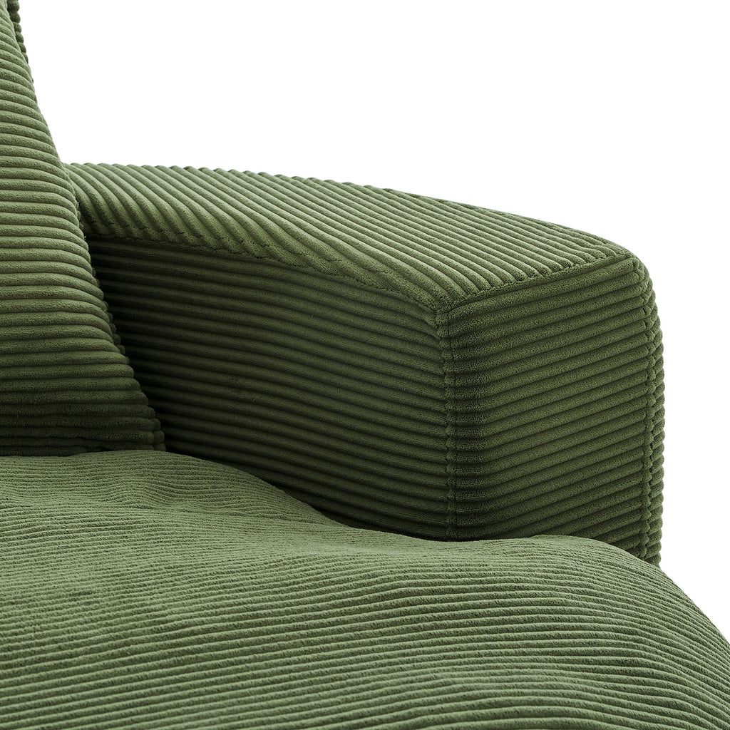 Corduroy Swivel Barrel Chair — 360° with Removable Pillows