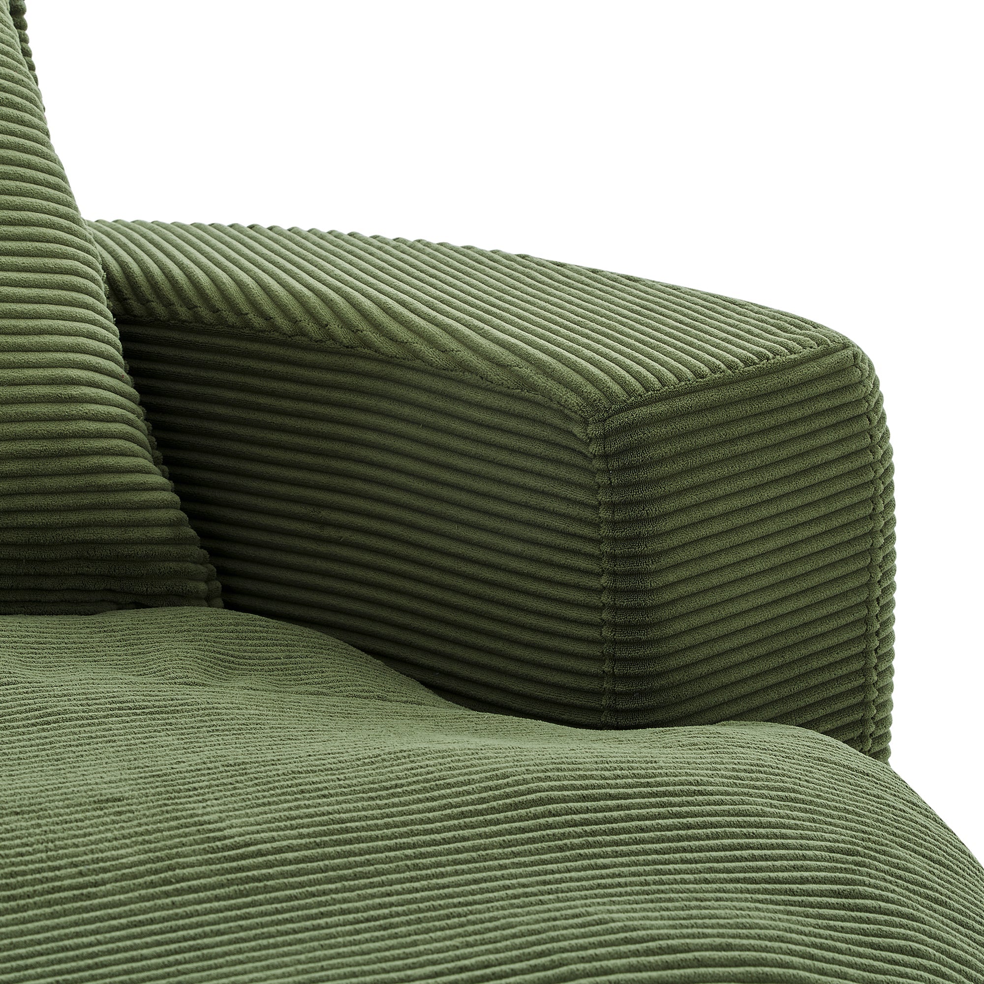 Corduroy Swivel Barrel Chair — 360° with Removable Pillows