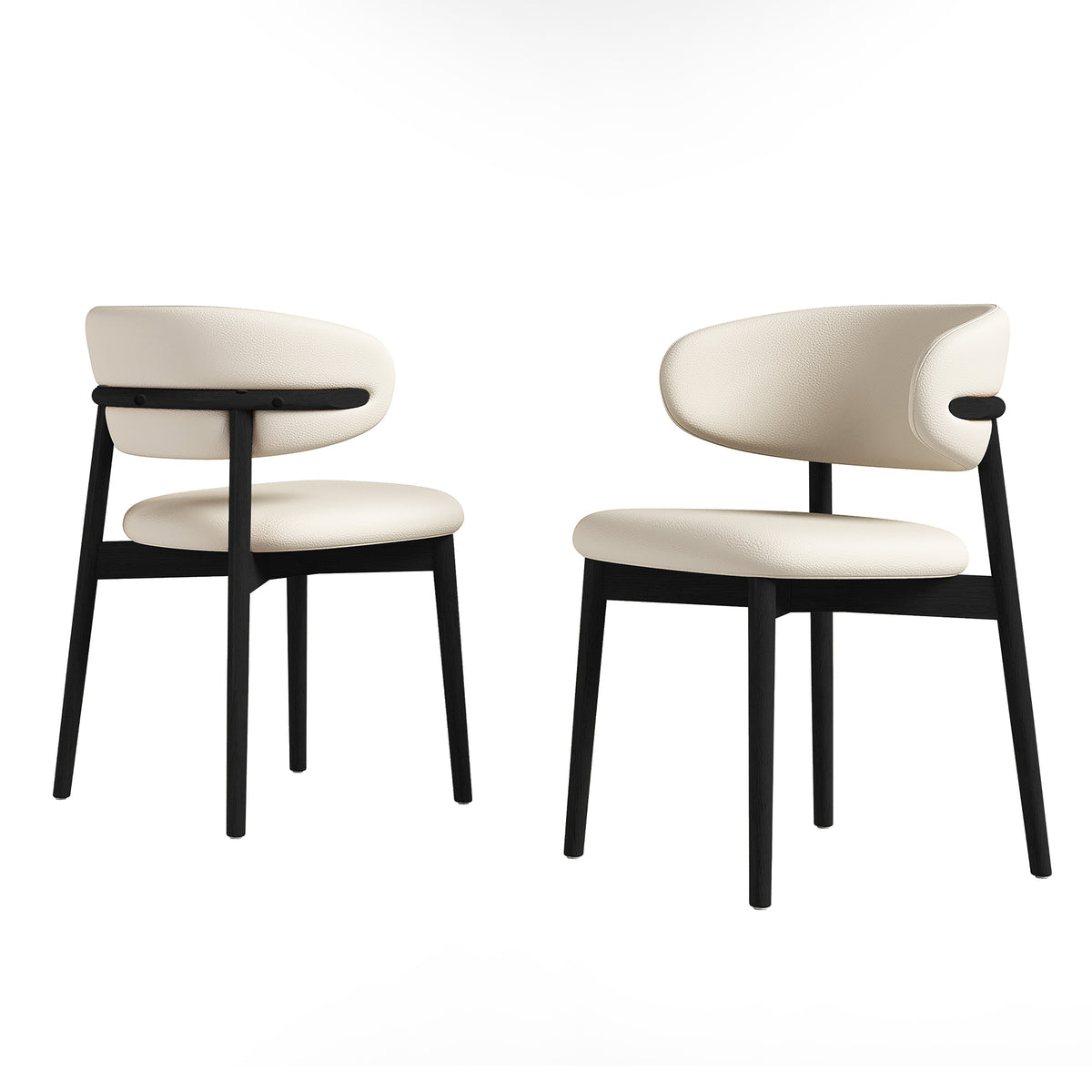 Mid-Century Modern Wooden Feet Dining Chair Set of 2 – Black PU Leather Chairs with Ash Wood Frame, Stylish & Comfortable for Dining Room, Kitchen, or Living Room