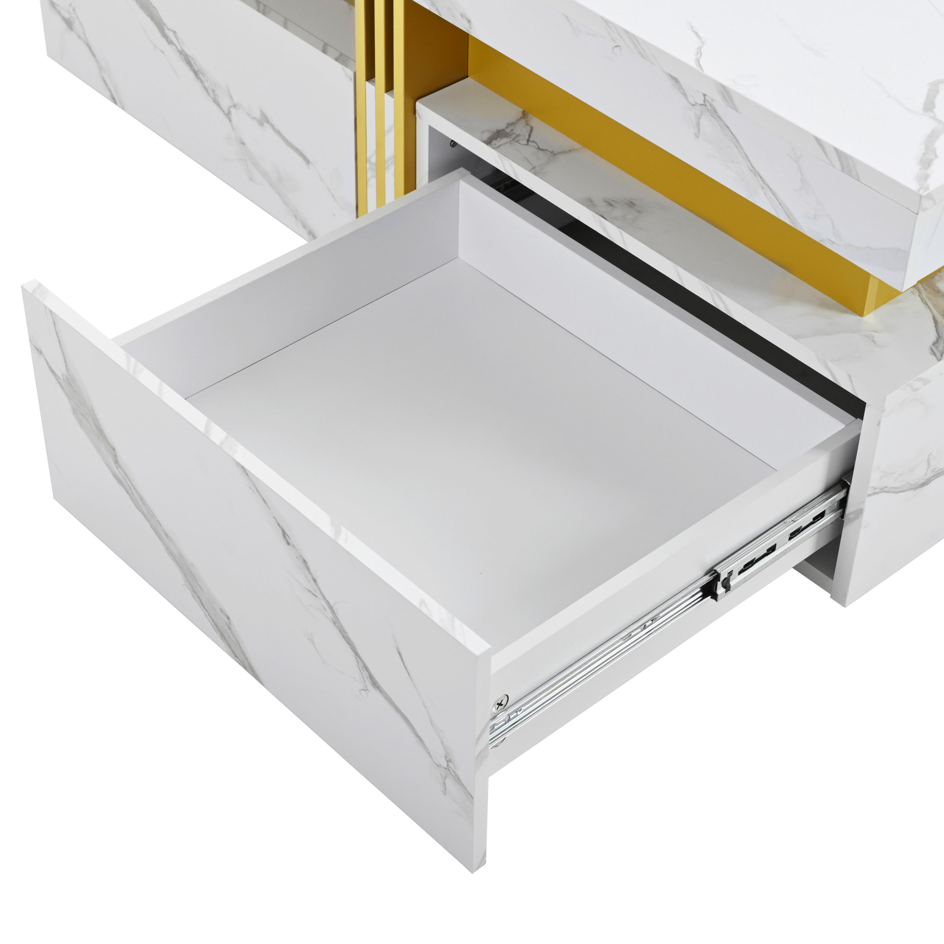 Square Storage Coffee Table — 4 Drawers & Gold Accents