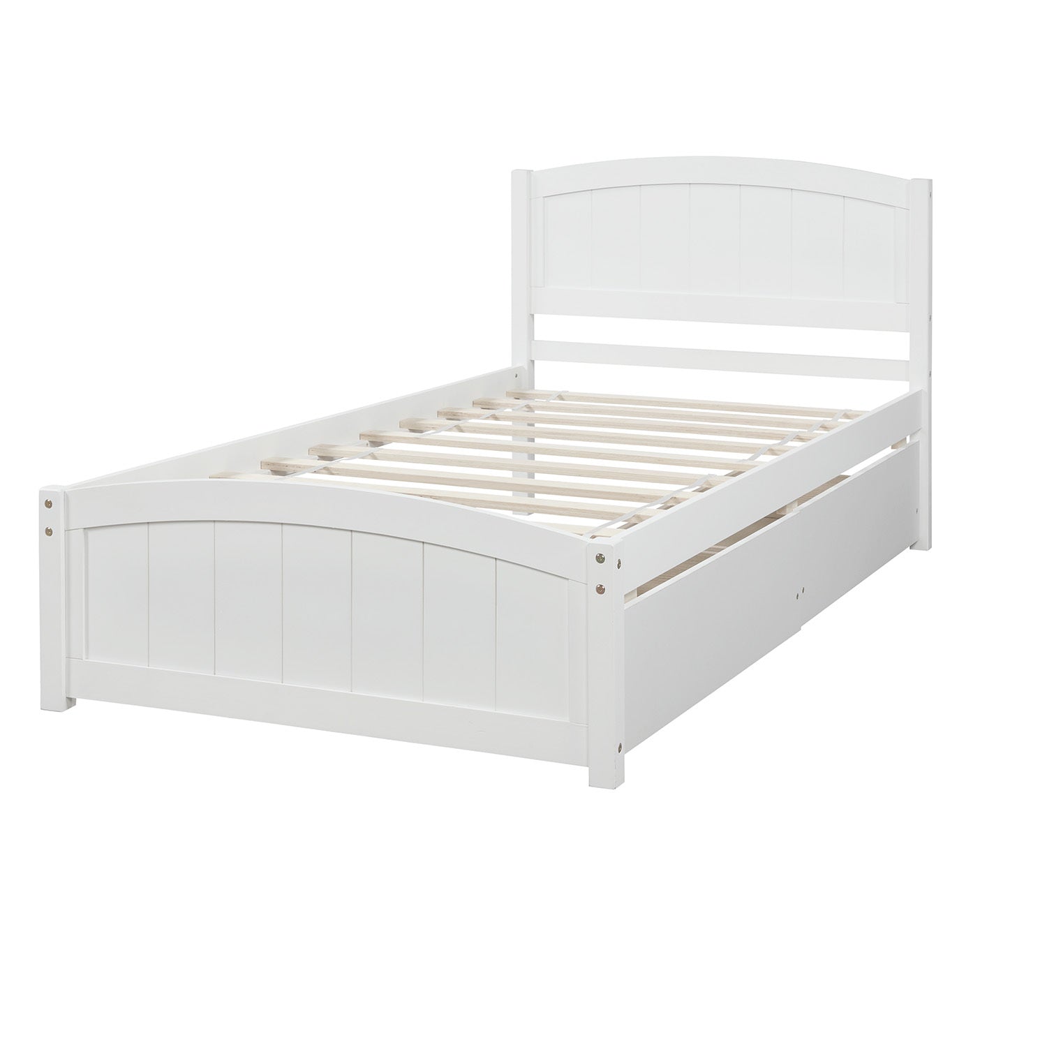 Twin platform bed with drawer storage side profile