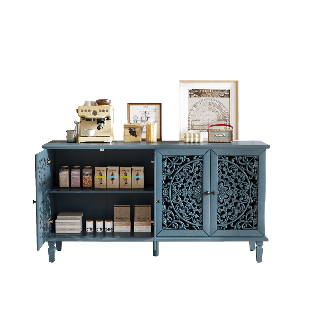 Buffet server cabinet adjustable shelf interior view