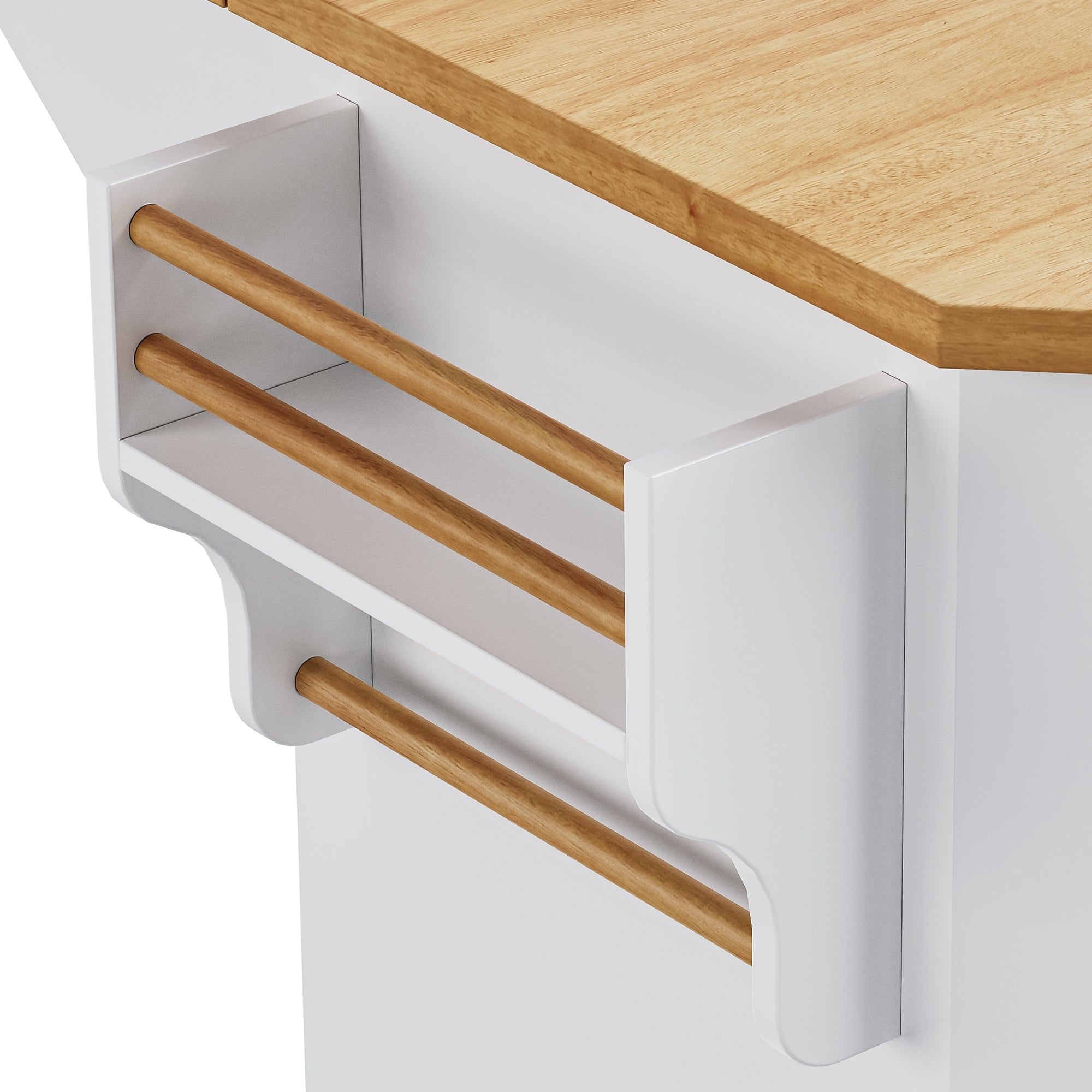 K&K 56 inch Kitchen Island with Rubber Wood Veneer Drop Leaf, Power Outlet, 4 Door Shelves, Embossed Vertical Stripe Rolling Kitchen Cart on 4 Wheels with 6 Deep Drawers for Kitchen, Dining Room,Black