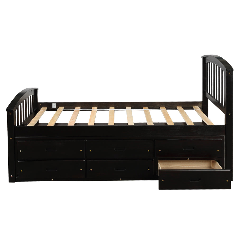Espresso platform bed slat support detail