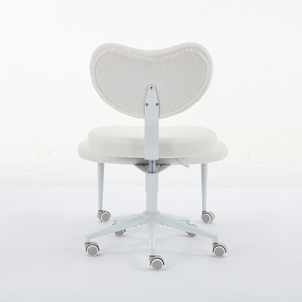 Cross-leg chair with footstool rotated aside