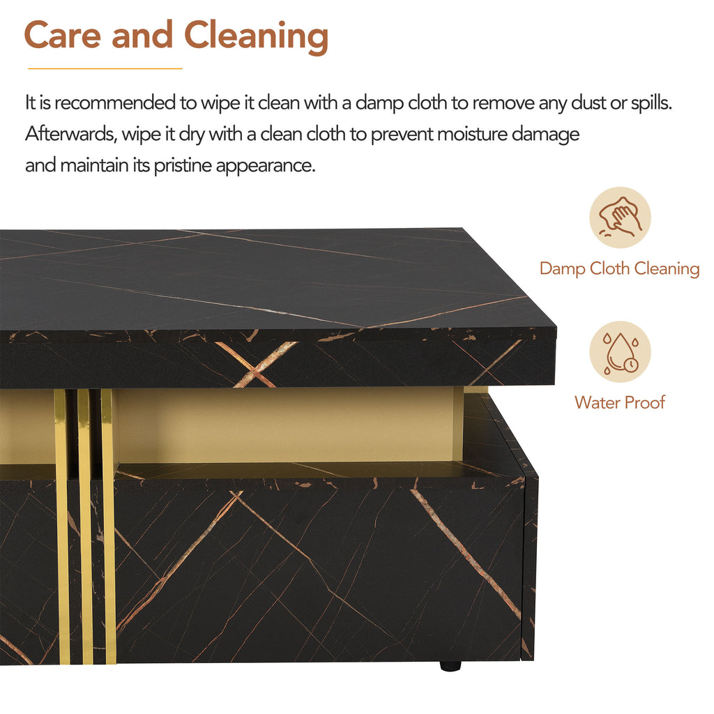 Black and gold square coffee table product photo