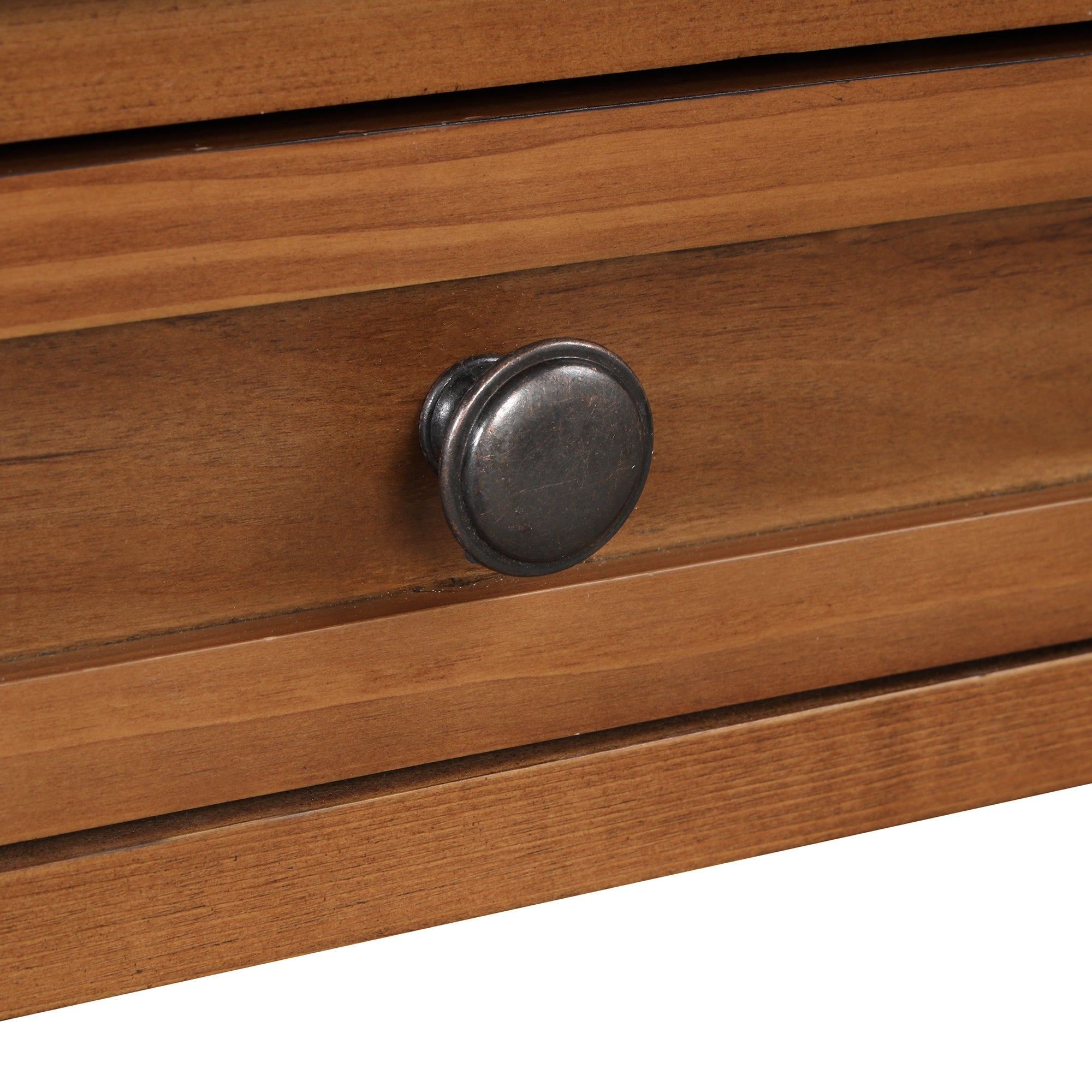 Farmhouse Console Table — 4 Drawers & Open Storage Shelf