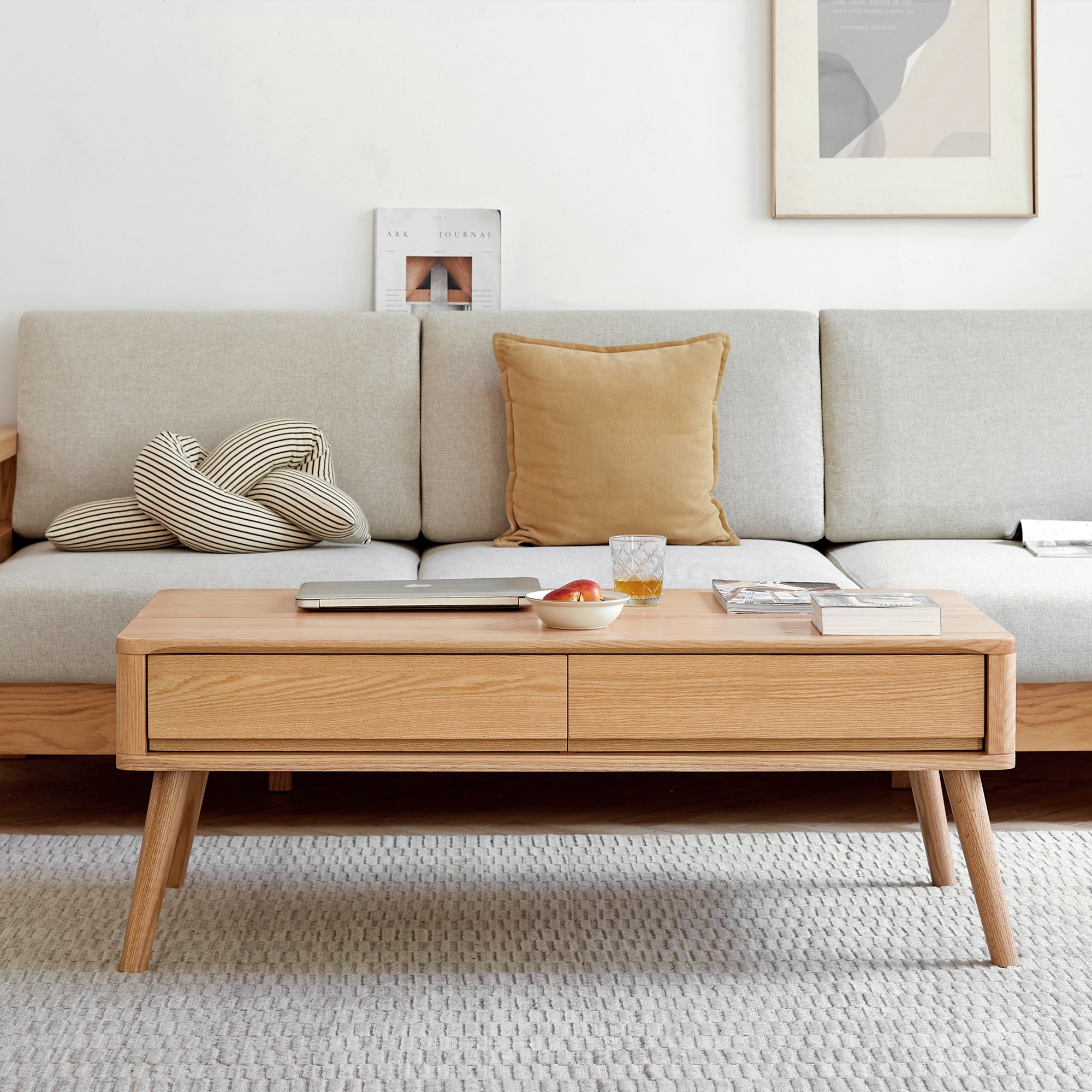 Solid Oak Lift-Top Coffee Table with Hidden Storage — 39" Wide