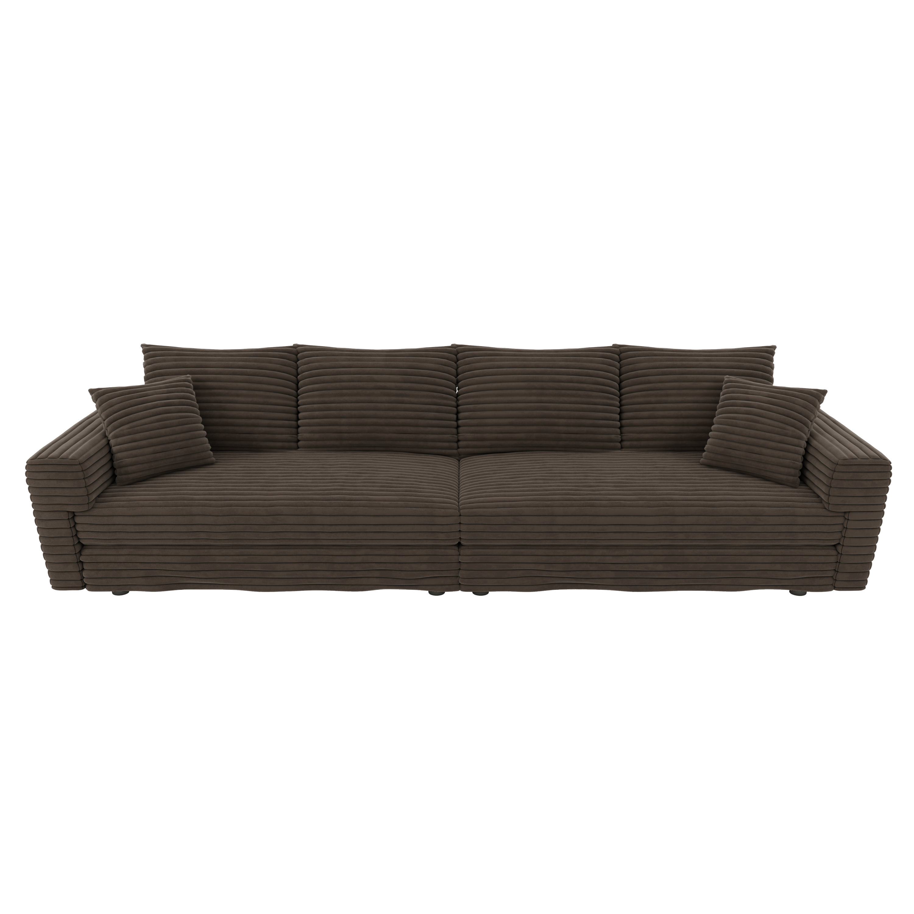 102.4 'Plush Corduroy 4-Seat Sofa,Modern Comfy Upholstered Sofa Cloud Couch,Deep Seat Couches with Soft Pillows and 3 Ottomans,Convertible Sofa Lounge Chair,Black(Old SKU:W1885S00287)
