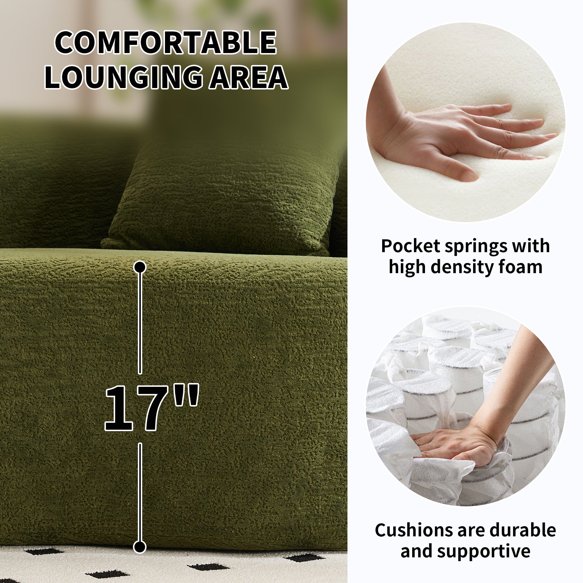 Product lifestyle photo — green curved sofa