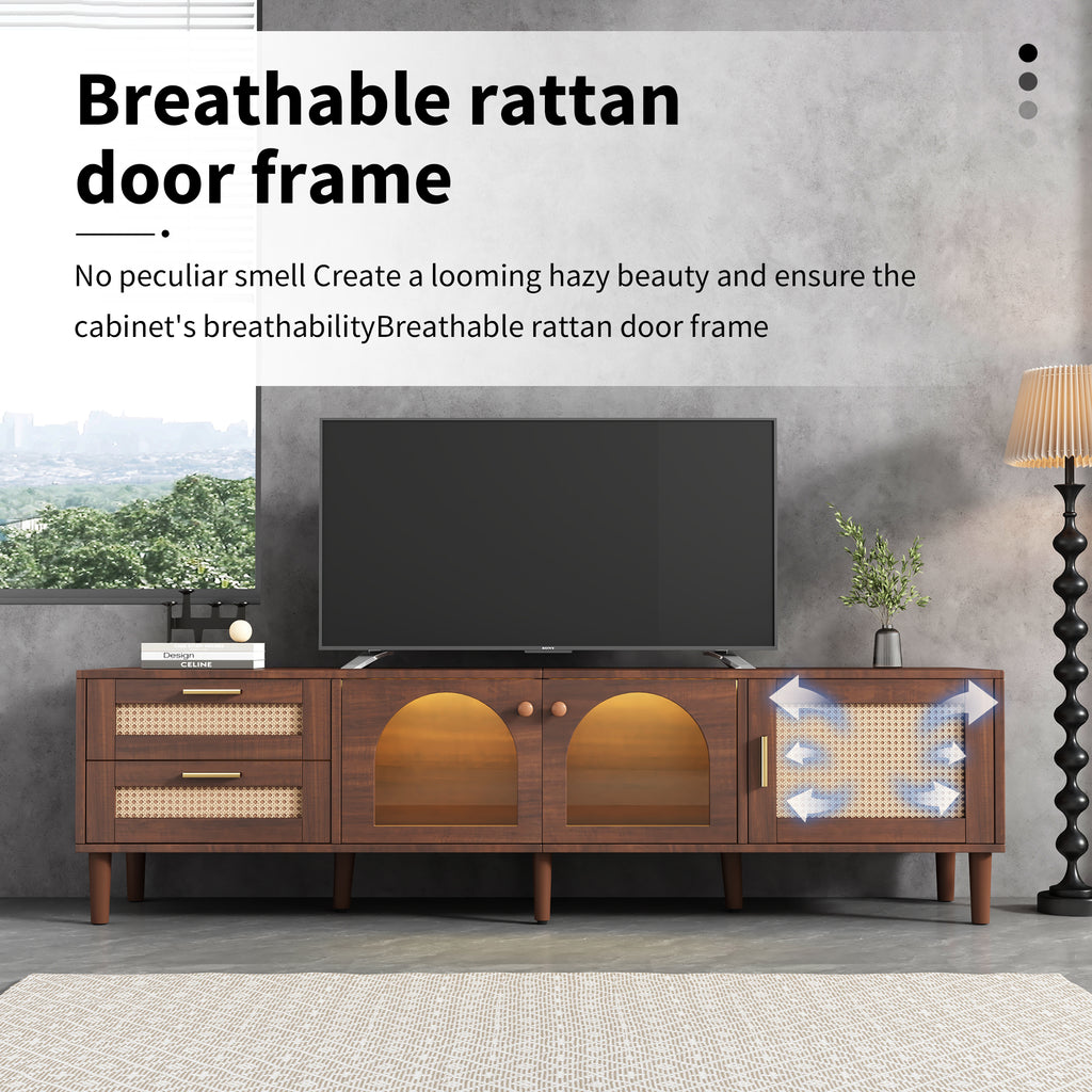 Dark brown entertainment console full view