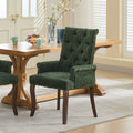 Upholstered Chenille Fabric Accent Dining Chair, Curved Solid Wood Legs, Elegant Tufted Club Dining Room Kitchen Room Arm Dining Chair, Single Pack,Olive Green,SW1895OL
