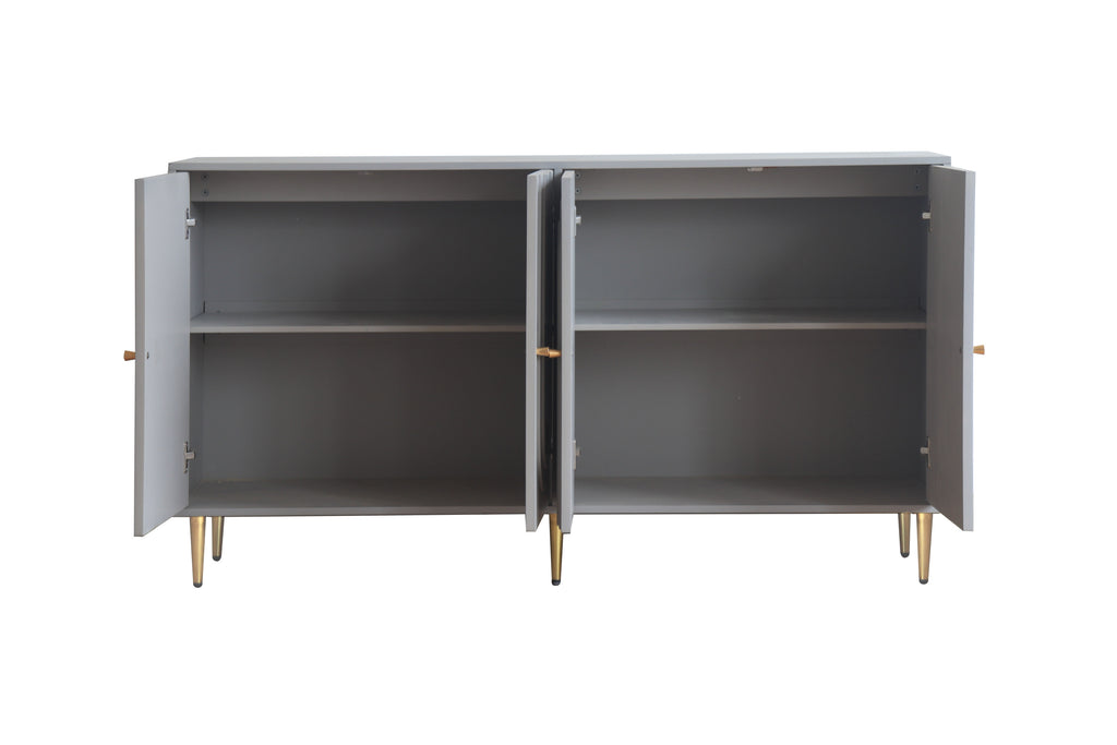 Gray lacquered buffet server cabinet entryway placement