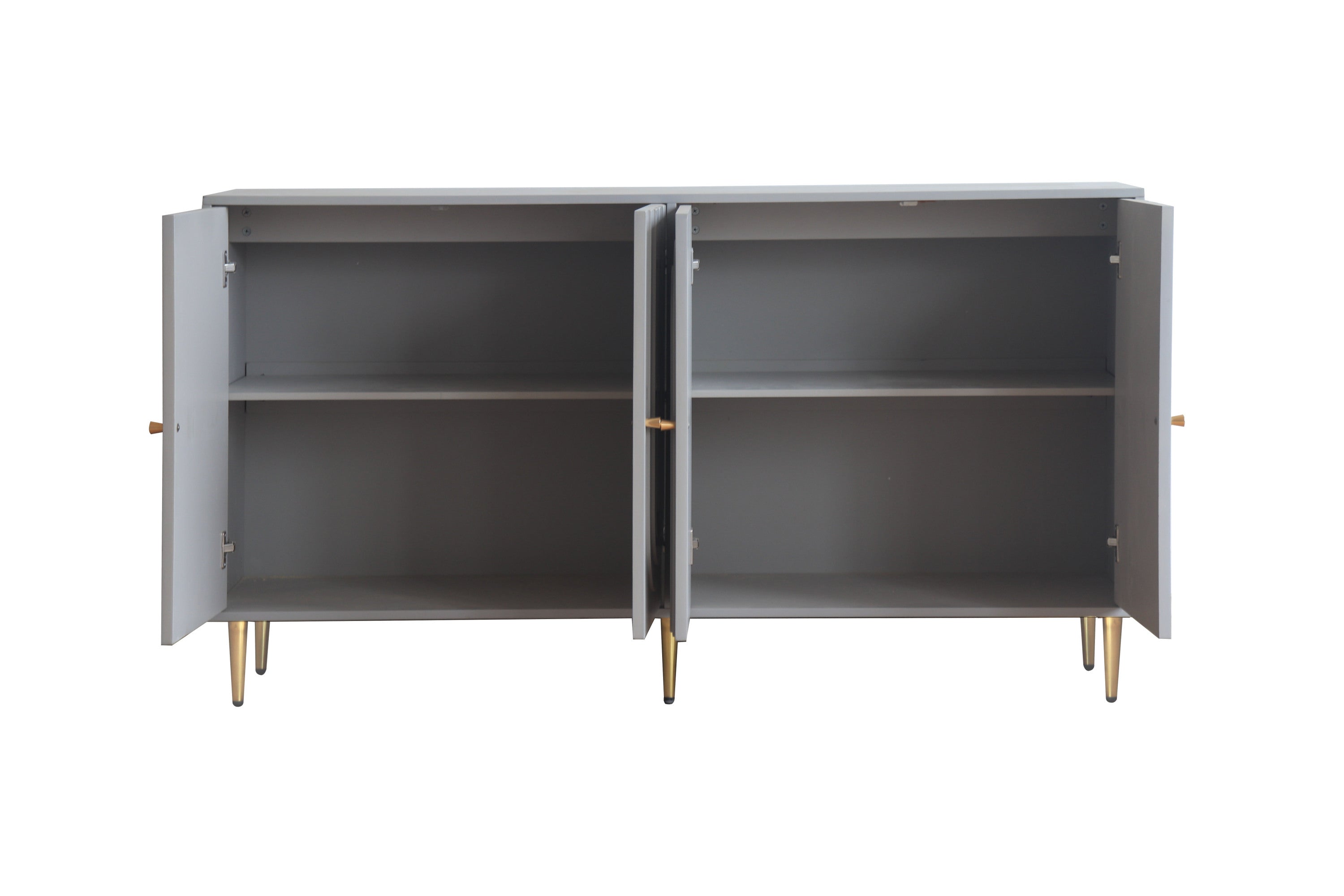 Gray lacquered buffet server cabinet entryway placement