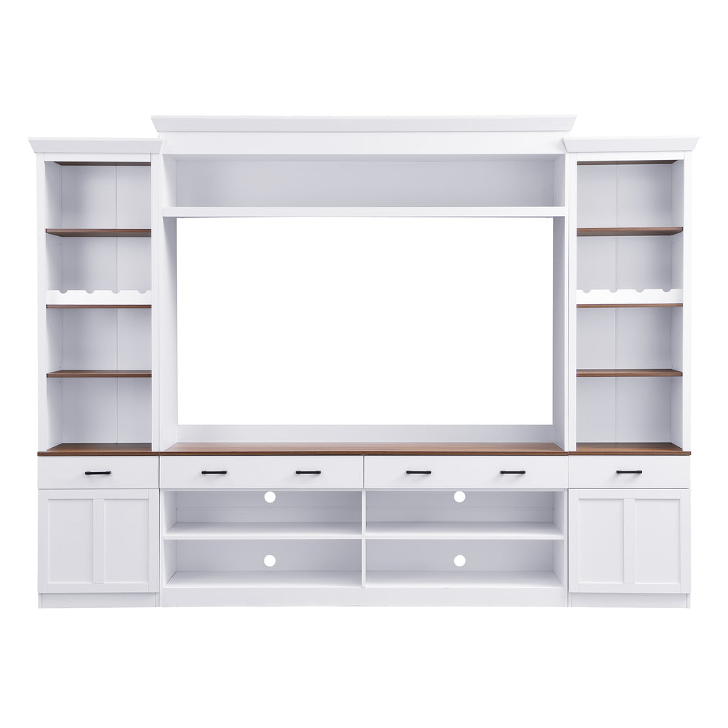 3-piece TV stand open shelving and drawer storage