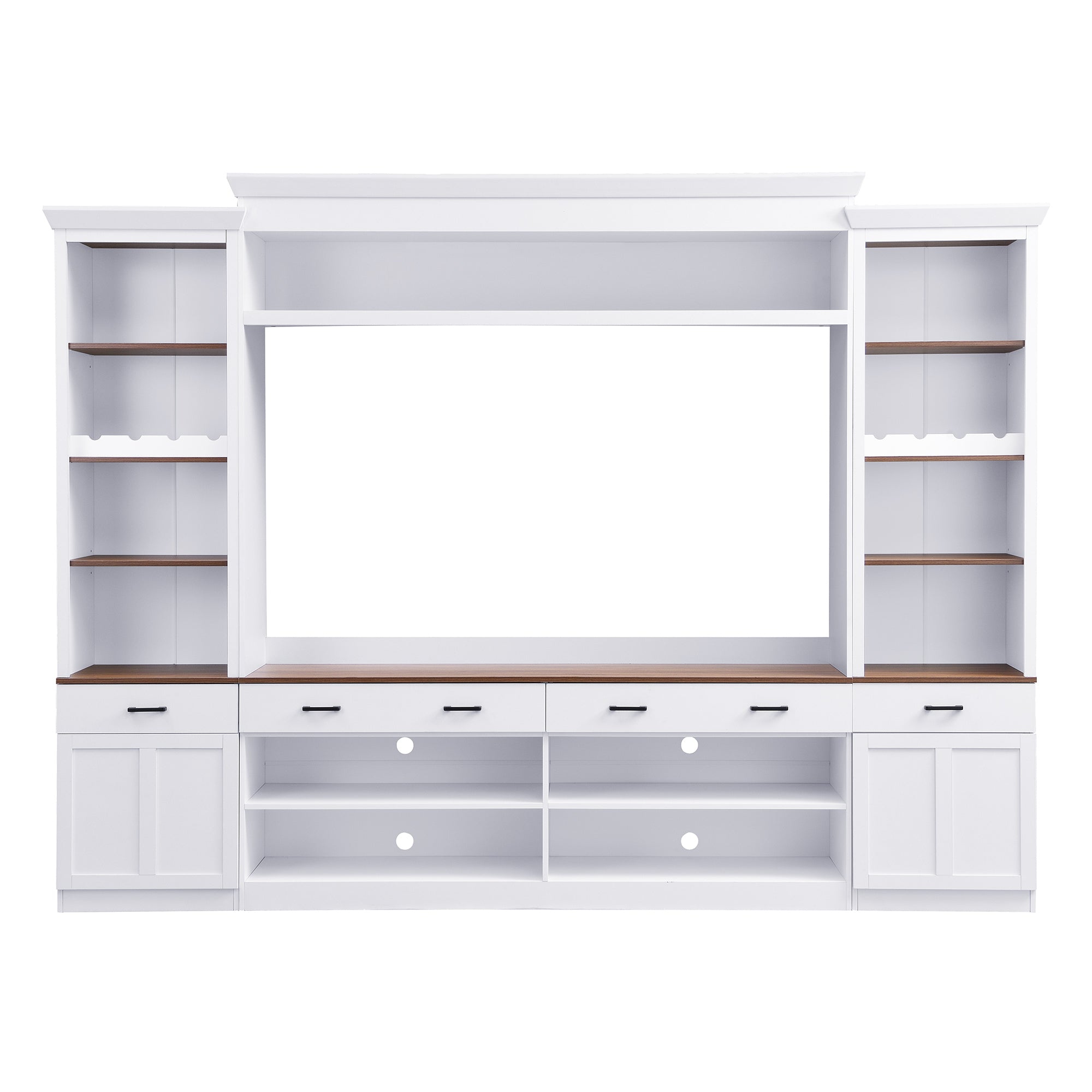 3-piece TV stand open shelving and drawer storage