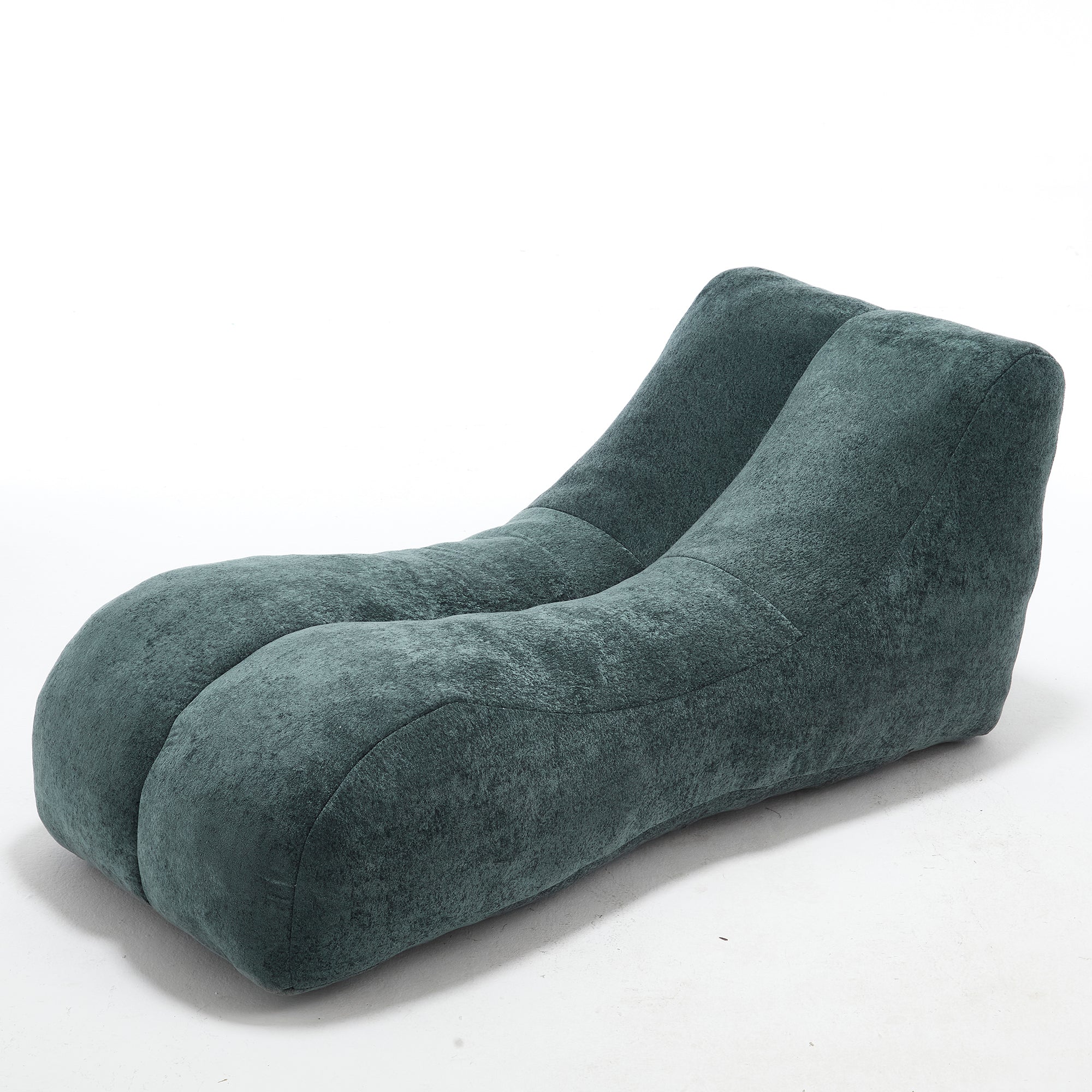 Light blue microfiber bean bag sofa chair — front view