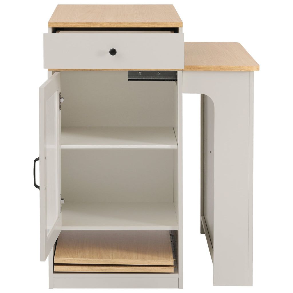 K&K 59.5' Kitchen Island with Extendable Dining Table, Kitchen Storage Table with Double-sided Storage, Kitchen Island with 2 Drawers, Power Outlet, Side Open Shelves, for Kitchen, Dining Room, Black