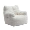 Ivory teddy fabric tufted bean bag chair — front view