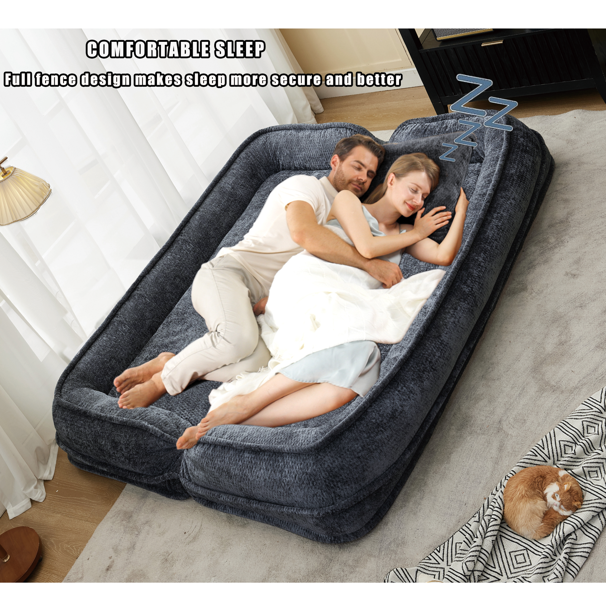 5-position adjustable floor sofa backrest detail dark gray