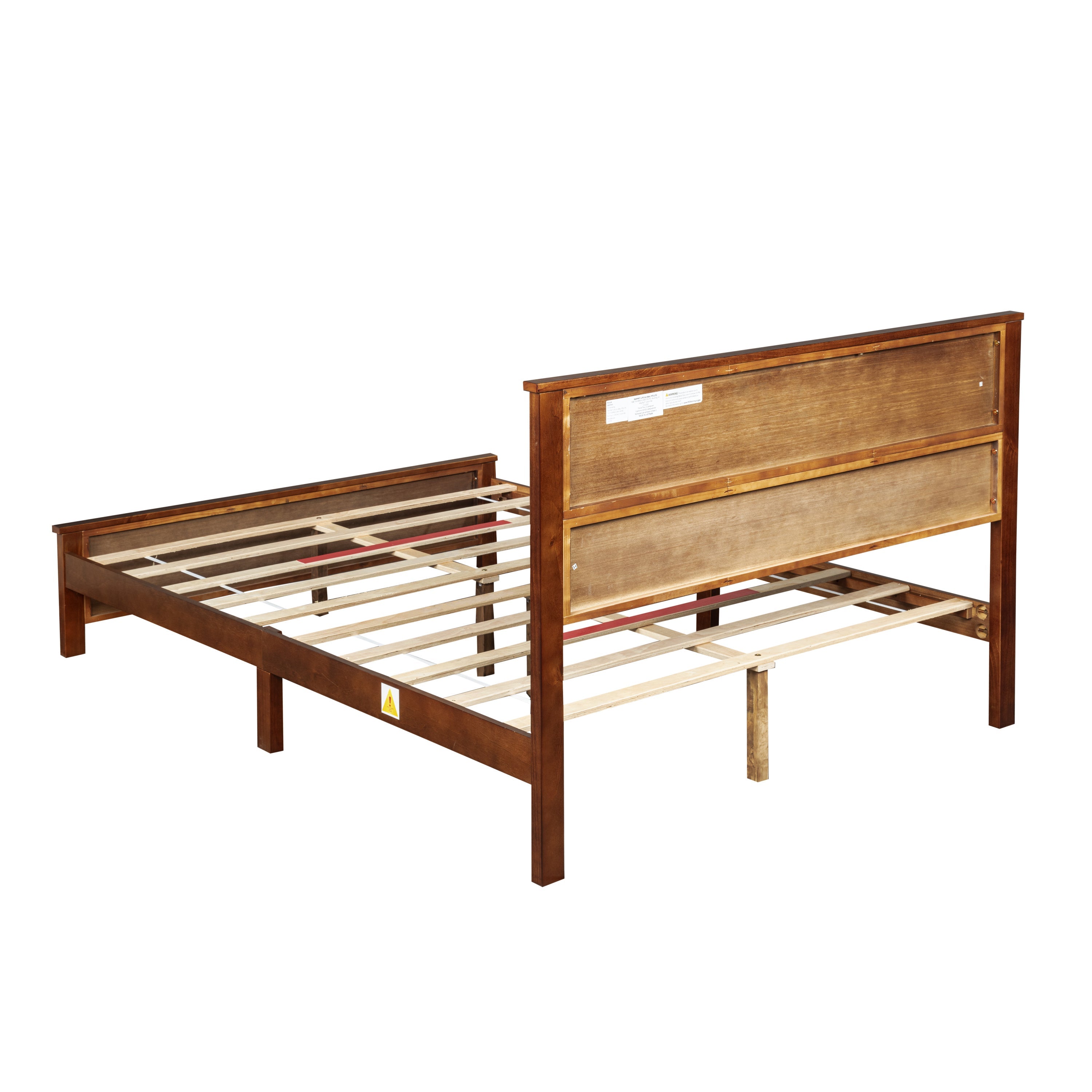 Farmhouse Style Queen Size Bed with Barn Door Designed Headboard and Footboard, Pinewood Bed with Strengthened Bed Frame ,White