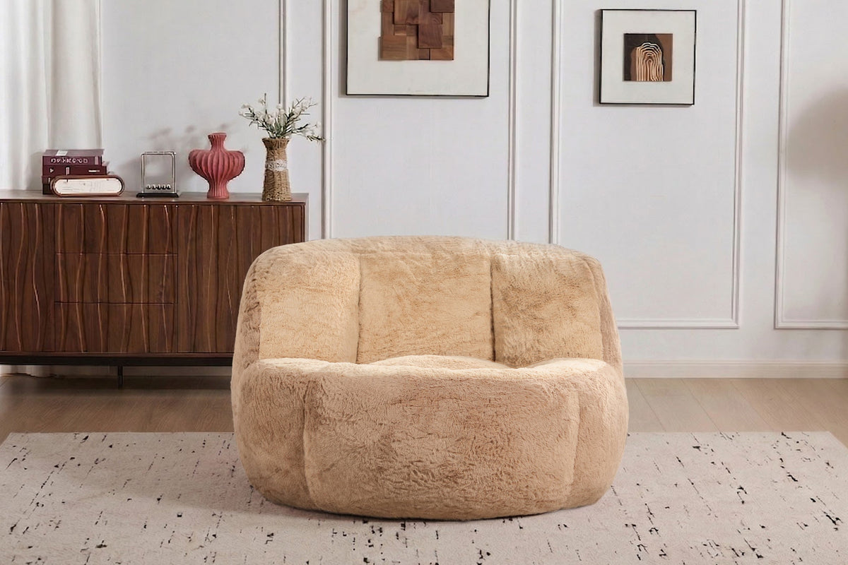 Oversized Bean Bag Chairs,Multicolor Faux Fur Couch Filled with Shredded Sponge,Large Lounger Sofa For Living Room,No Assembly Required , Pink+White+Purple