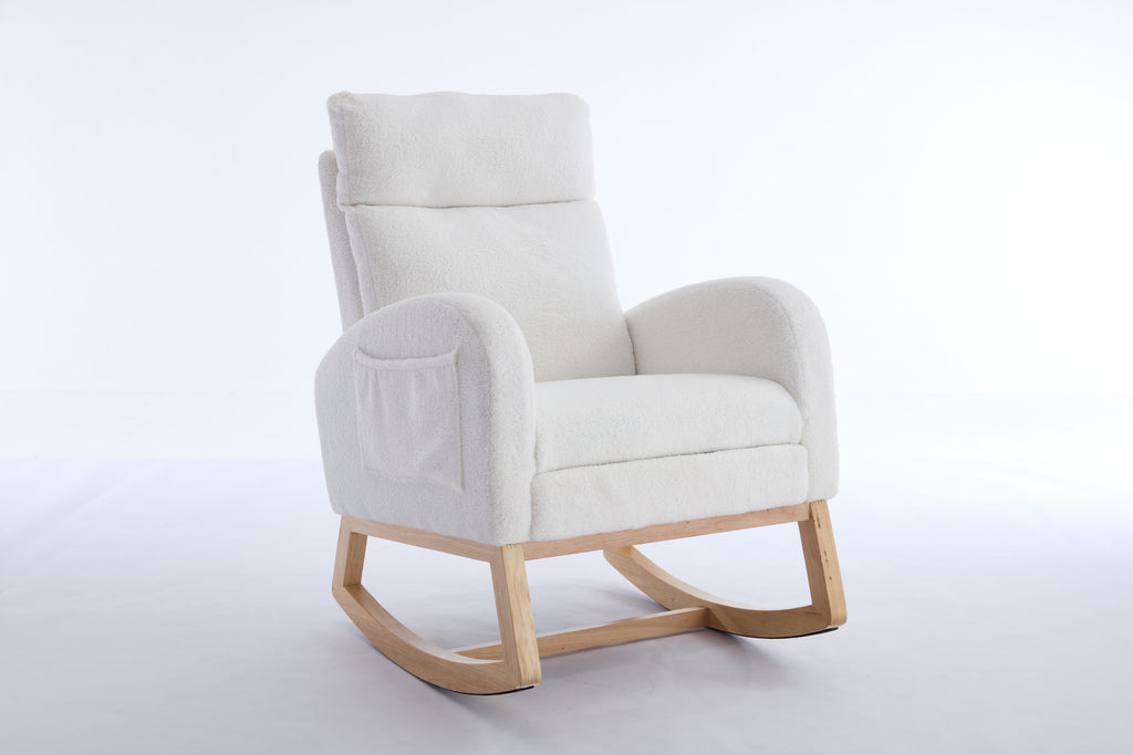 Rocking chair solid wood base and felt pads — bottom view