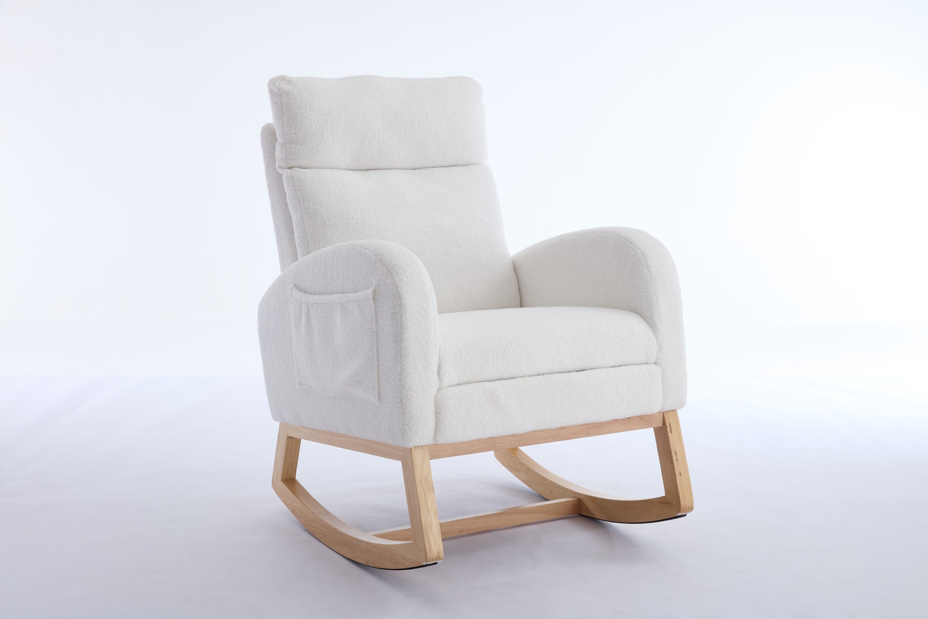 Rocking chair solid wood base and felt pads — bottom view