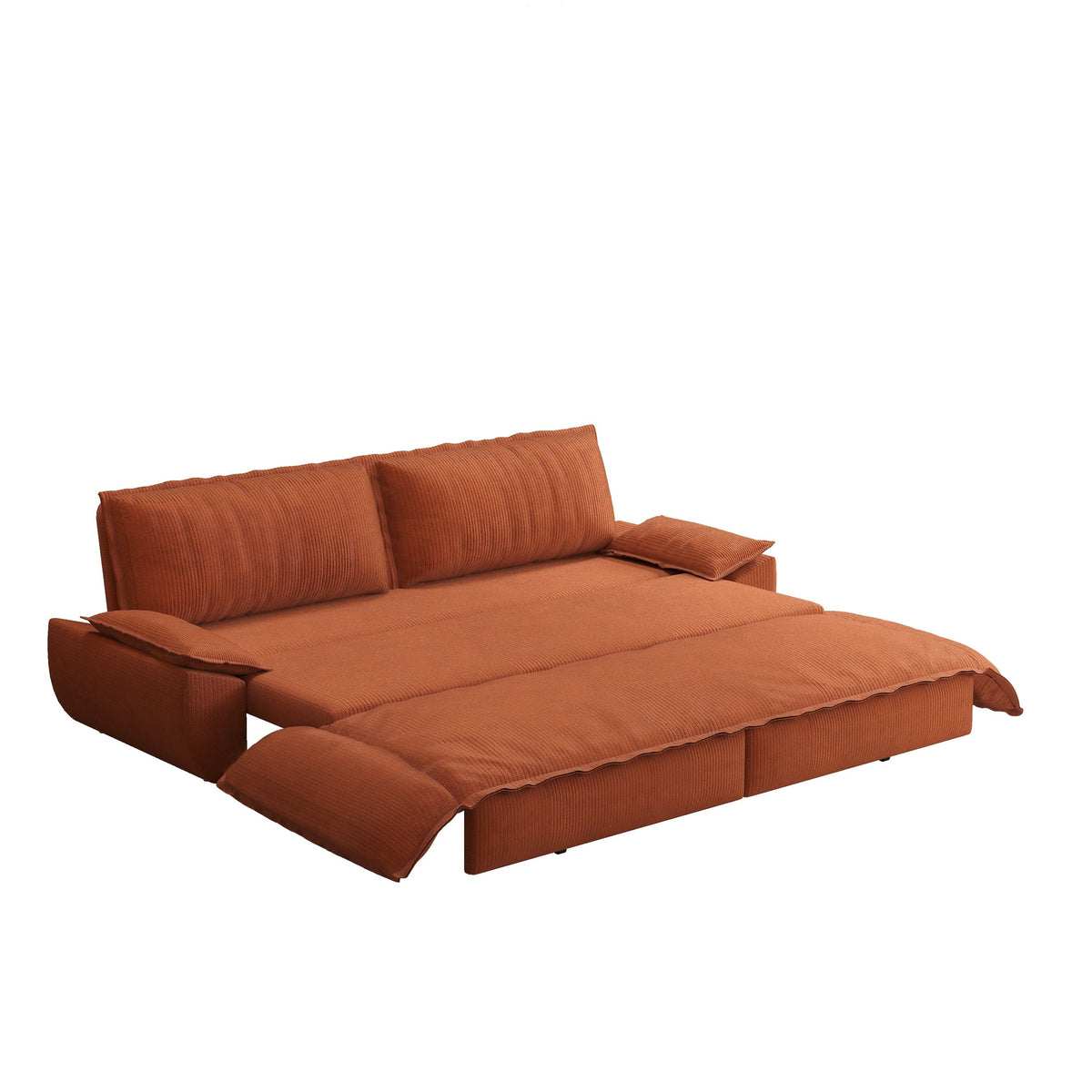 73.2' Queen Pull Out Sofa Bed,3-in-1 Convertible Sleeper Sofa,Multi-Functional Corduroy Loveseat Bed, Grey