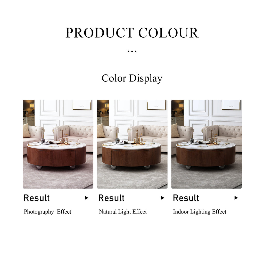 Gold nero faux marble round coffee table product photo