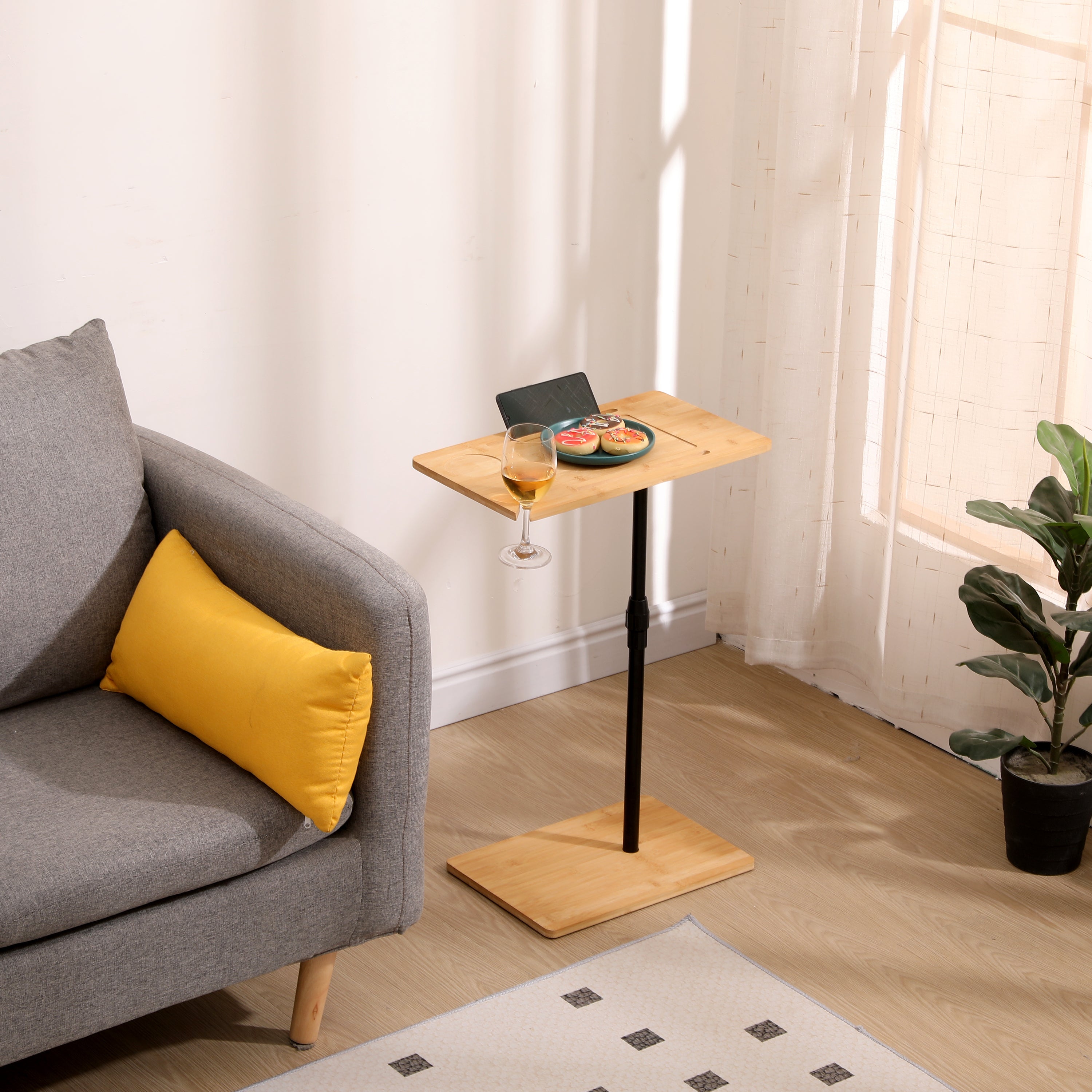 Compact bamboo end table for small spaces