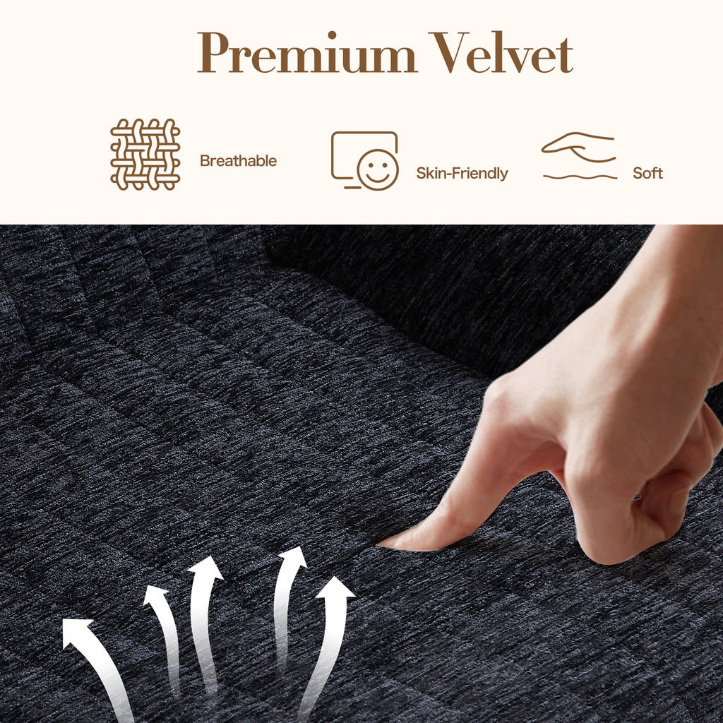 Premium chenille fabric texture close-up black ribbed upholstery