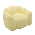 Yellow faux fur lotus compression bean bag sofa — front view