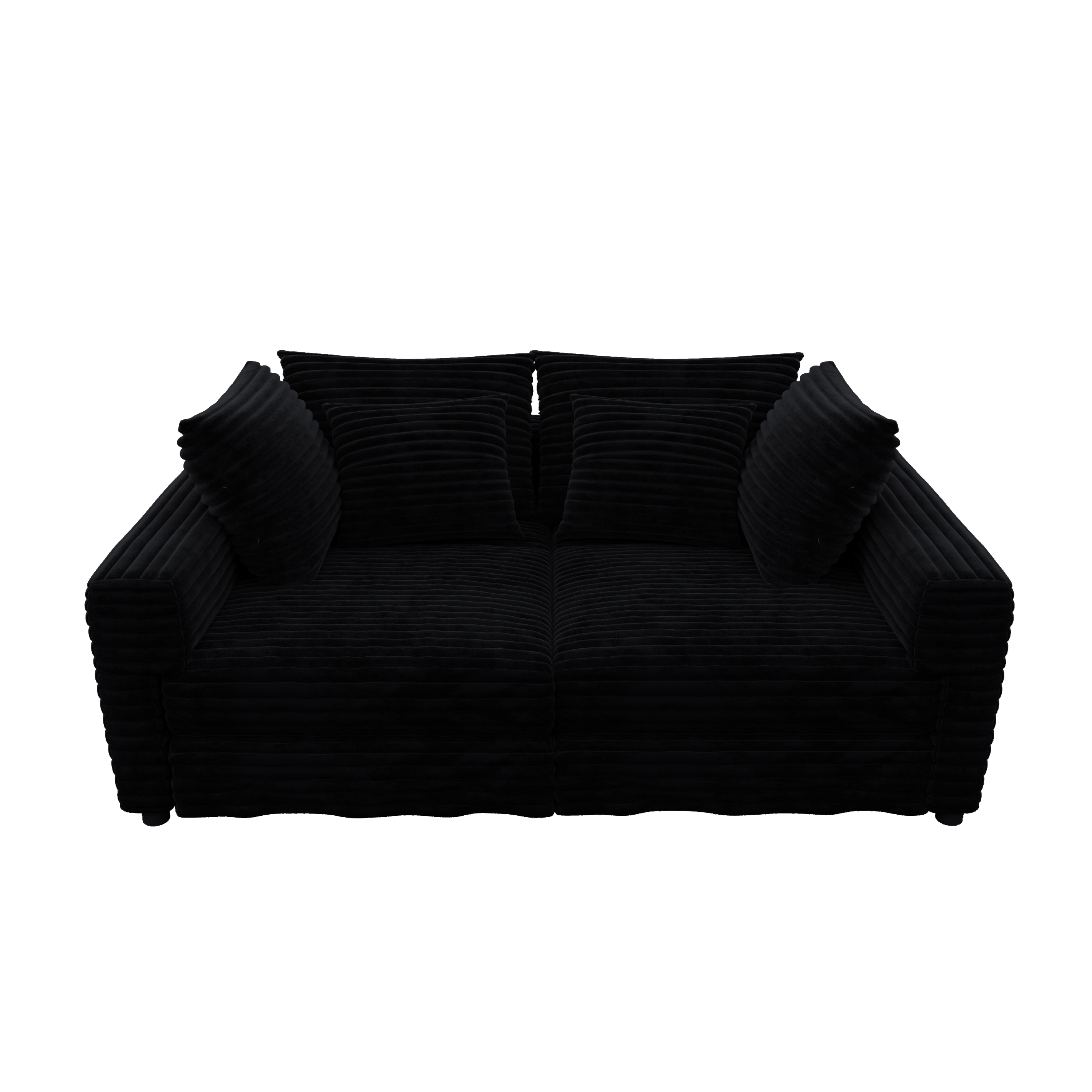 102.4 'Plush Corduroy 4-Seat Sofa,Modern Comfy Upholstered Sofa Cloud Couch,Deep Seat Couches with Soft Pillows and 3 Ottomans,Convertible Sofa Lounge Chair,Black(Old SKU:W1885S00287)