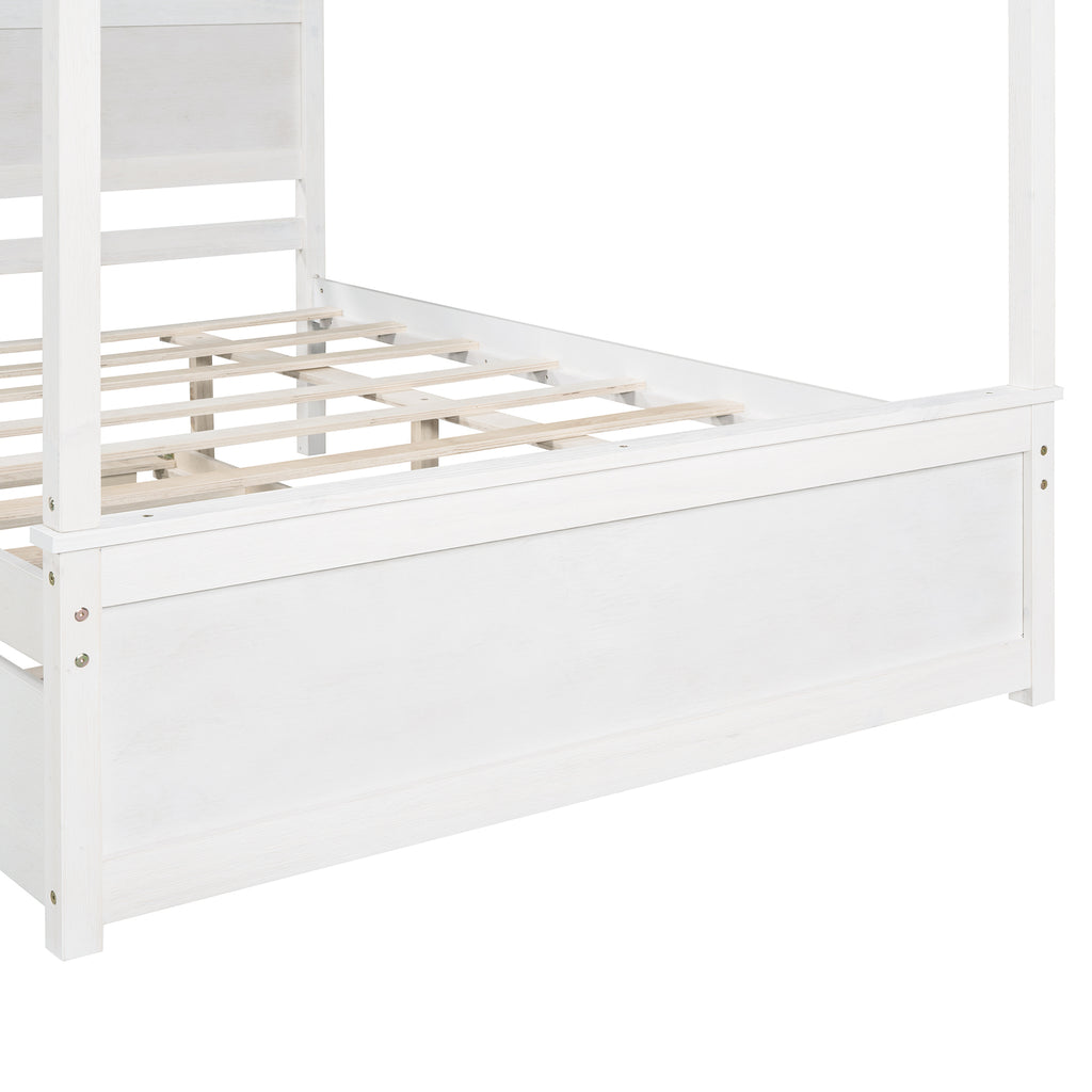 Modern canopy bed with clean lines — profile view