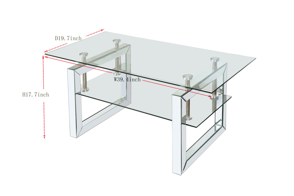 Silver modern coffee table metal legs side profile