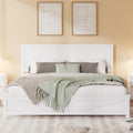 Farmhouse Style King Size Bed with Barn Door Designed Headboard and Footboard, Pinewood Bed with Strengthened Bed Frame,White