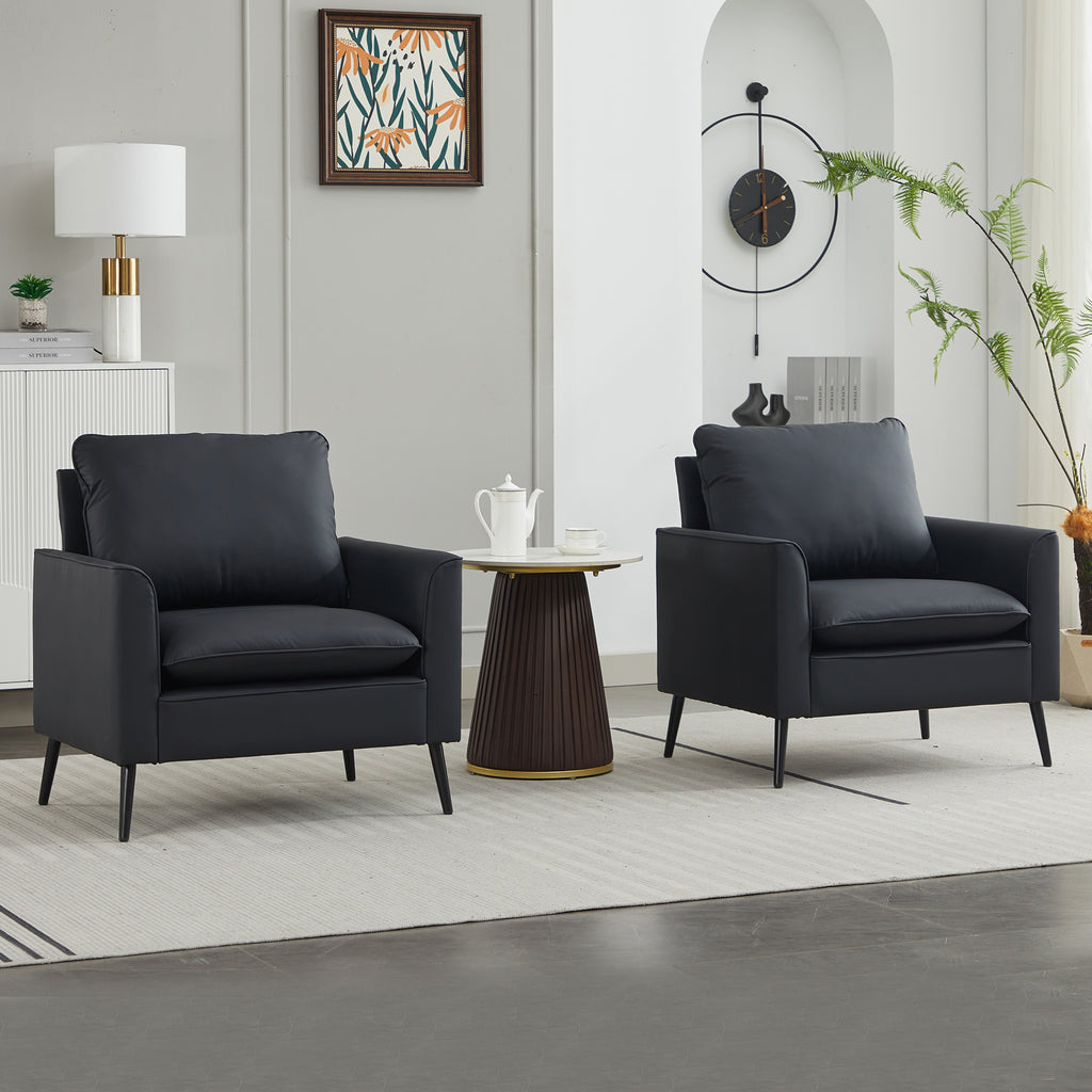 Set of two black accent chairs side by side