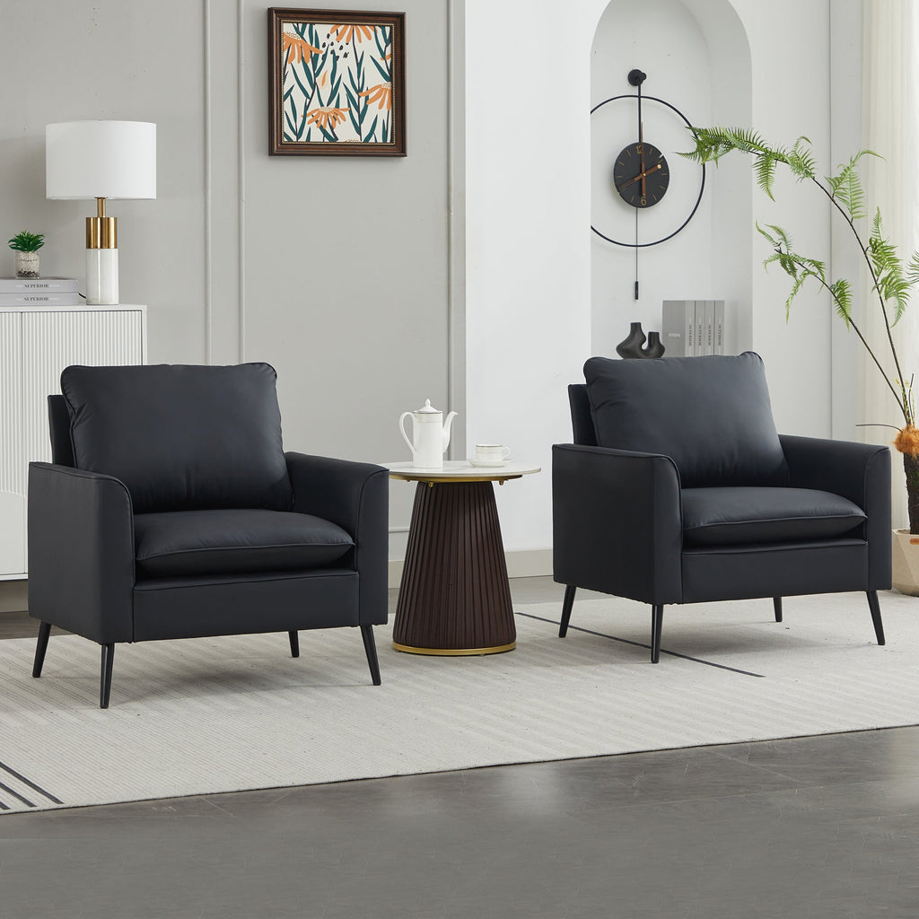 Faux Leather Lounge Chair Set of 2 — Nordic Retro Accent