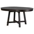 Espresso round extendable dining table — front view