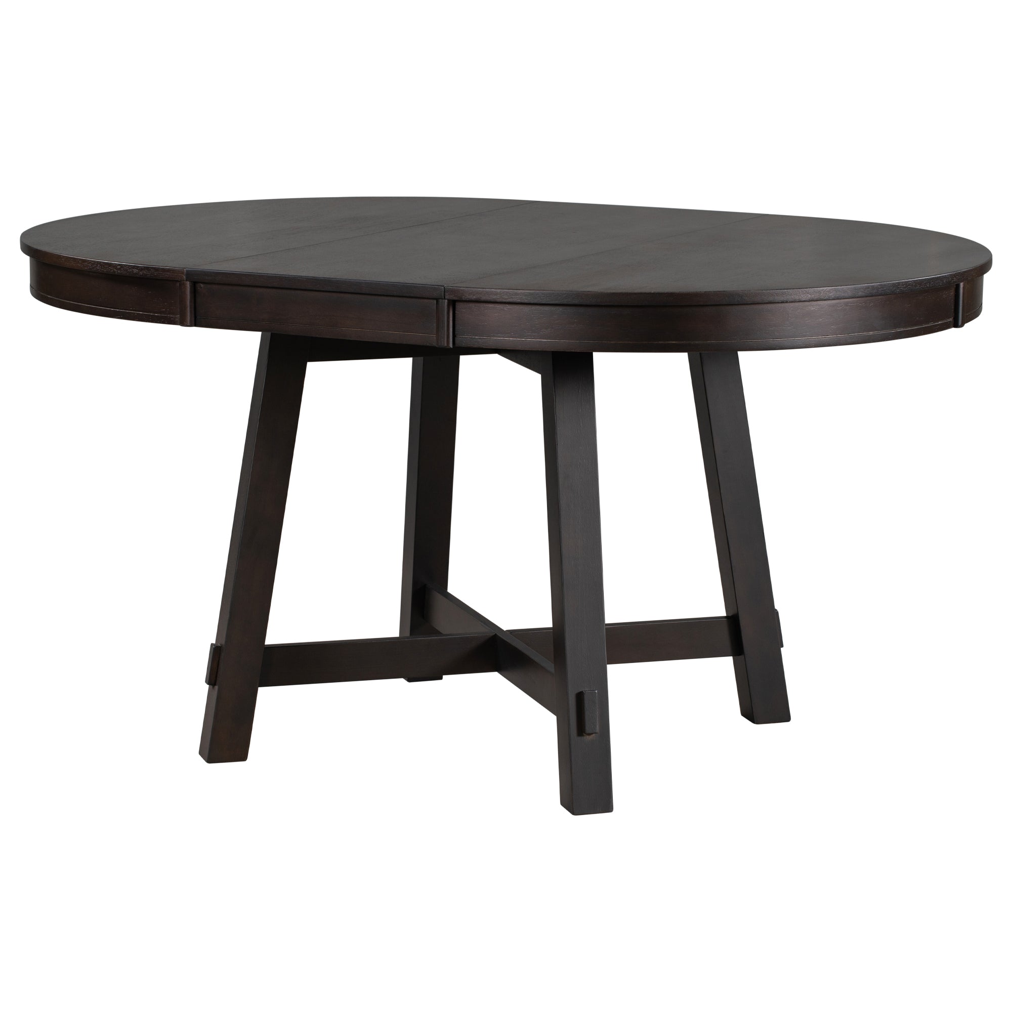 Round Extendable Dining Table — 16" Leaf, X-Base, Seats 6