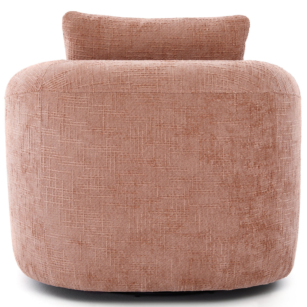 Chenille Swivel Barrel Chair — 360° Dual-Layer Cushion