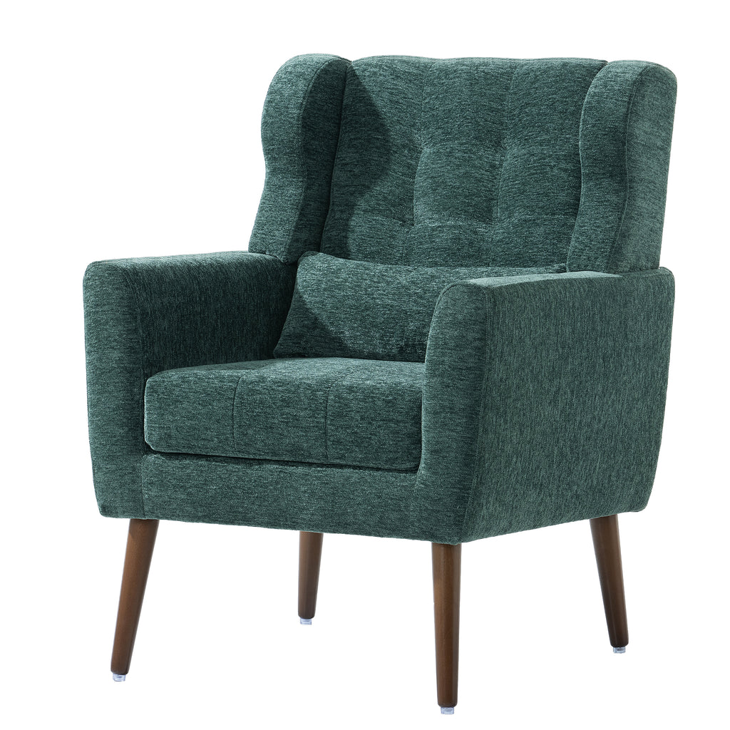Modern accent chair chenille upholstery — angle view