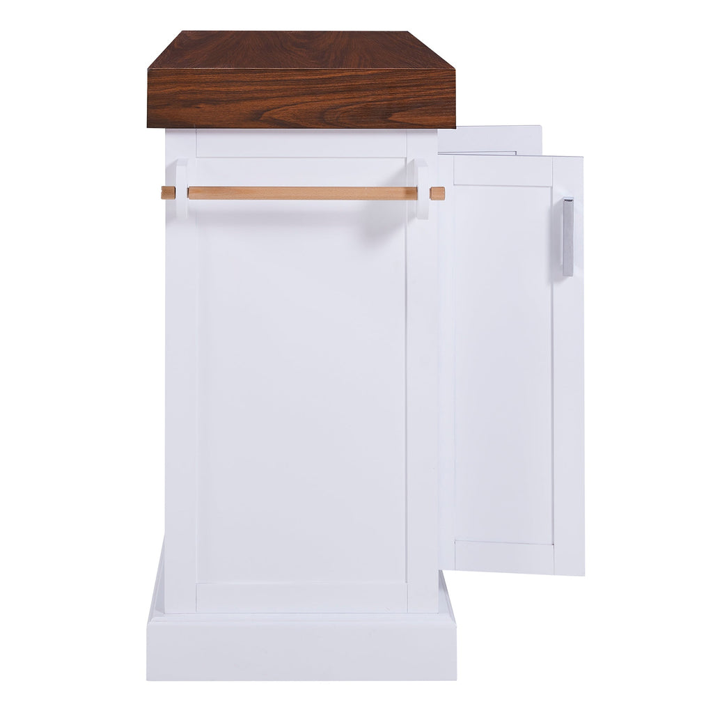 K&K 53' Large Kitchen Island with 3.5' Thick Desktop, Spice and Towel Racks, Rolling Kitchen Island with Storage on 5 Wheels, 2 Extra-large Drawers, for Home, Kitchen, Dining Room, Black