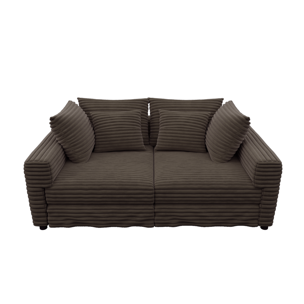 102.4 'Plush Corduroy 4-Seat Sofa,Modern Comfy Upholstered Sofa Cloud Couch,Deep Seat Couches with Soft Pillows and 3 Ottomans,Convertible Sofa Lounge Chair,Black(Old SKU:W1885S00287)