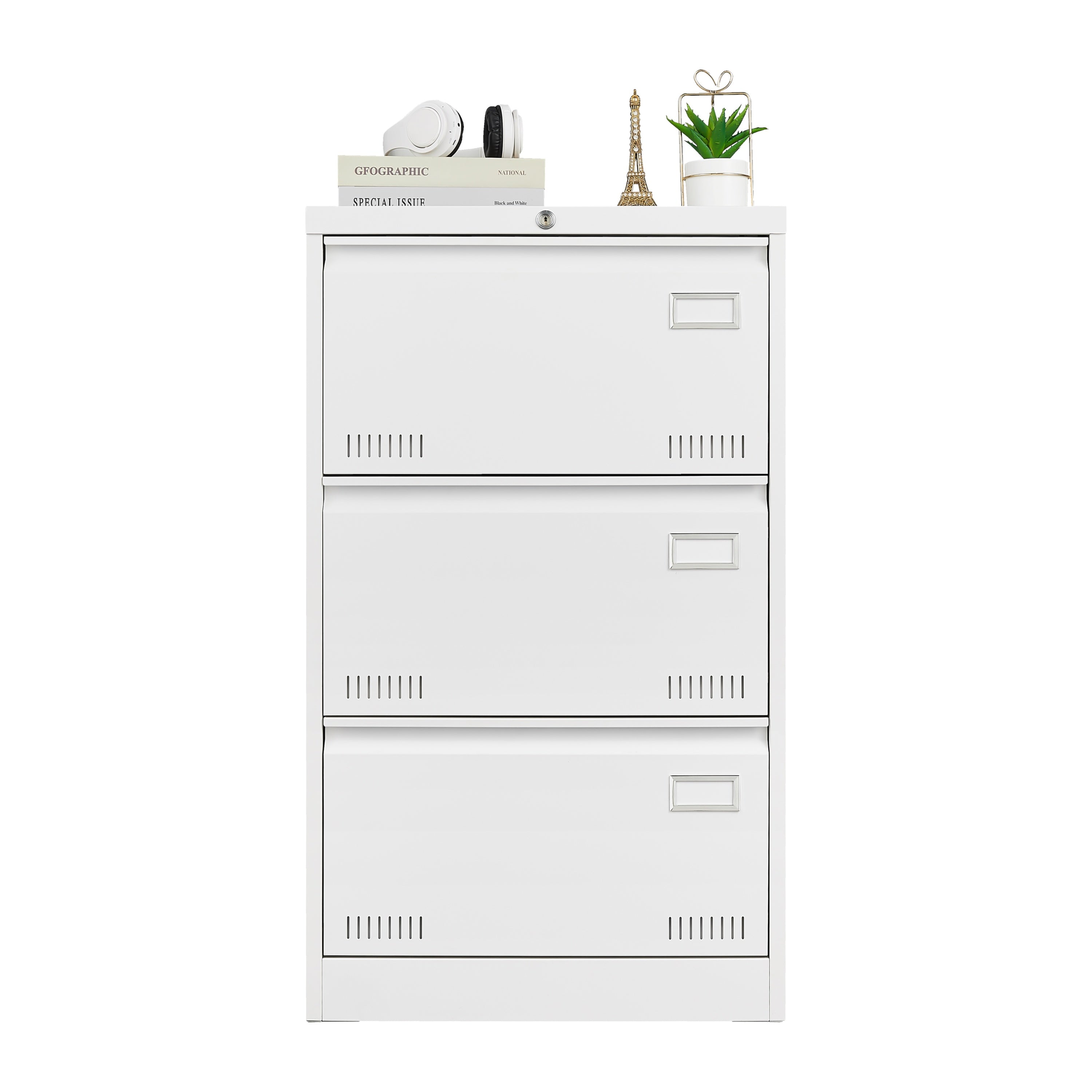 3-Drawer Metal Lateral File Cabinet with Lock
