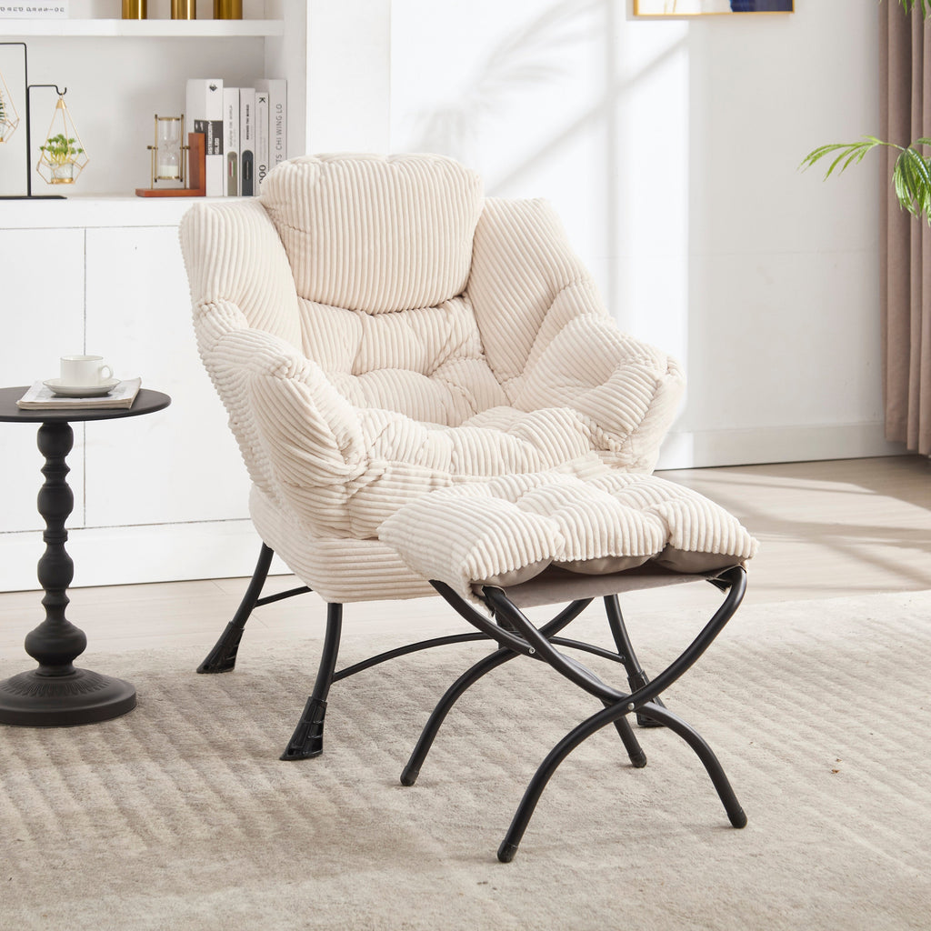 Lazy Lounge Chair with Ottoman — PP Cotton & Side Pocket