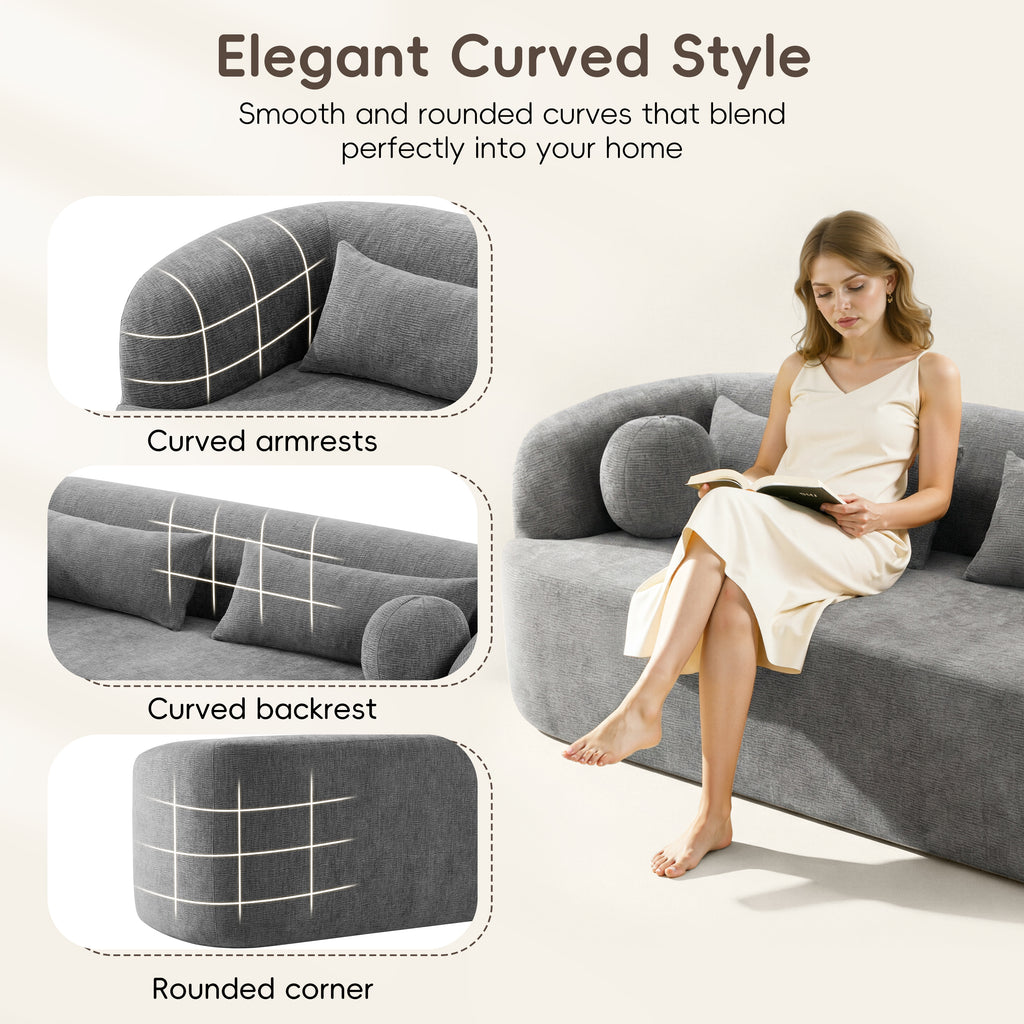 Gray chenille upholstery close-up
