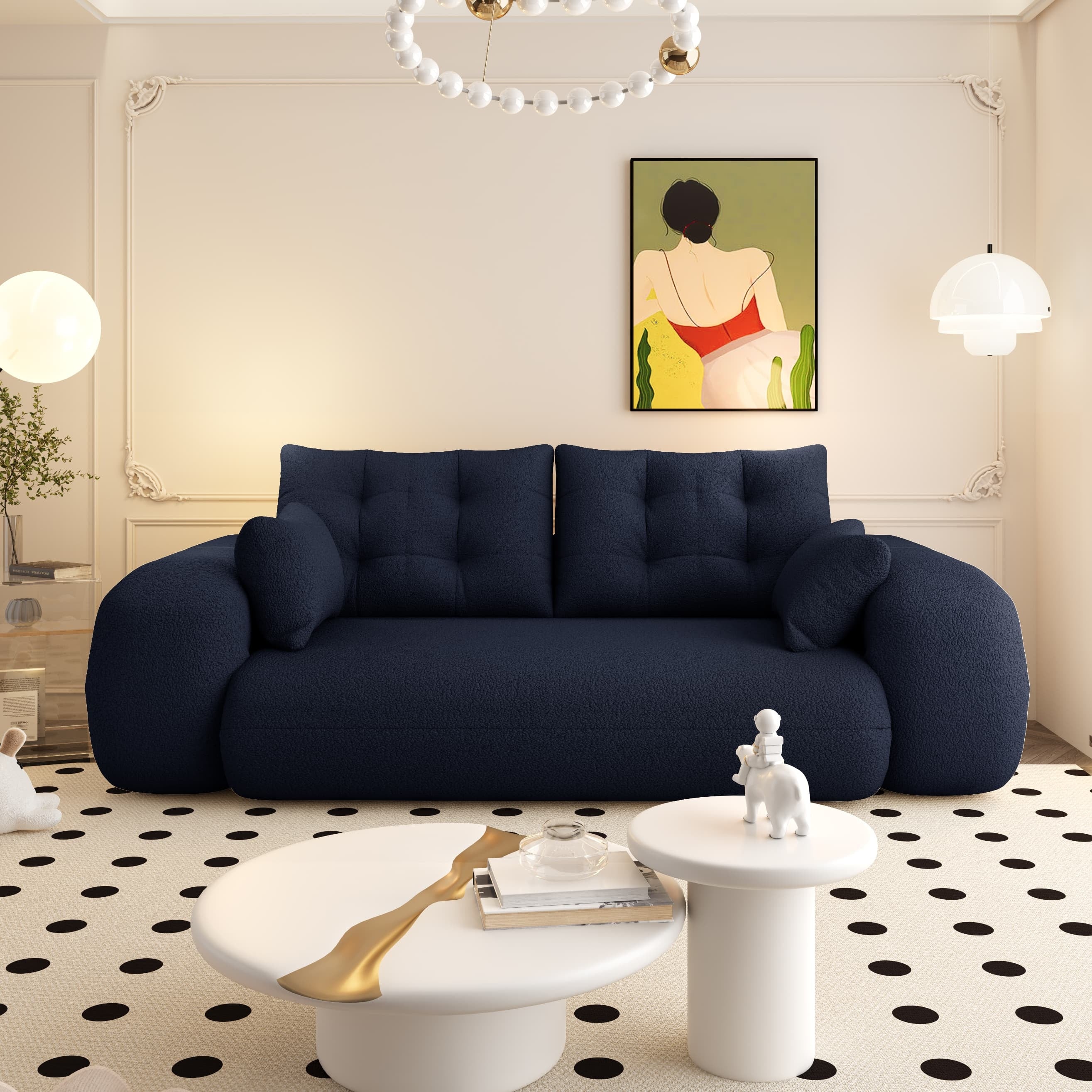 Convertible sofa bed expanded to sleeper mode