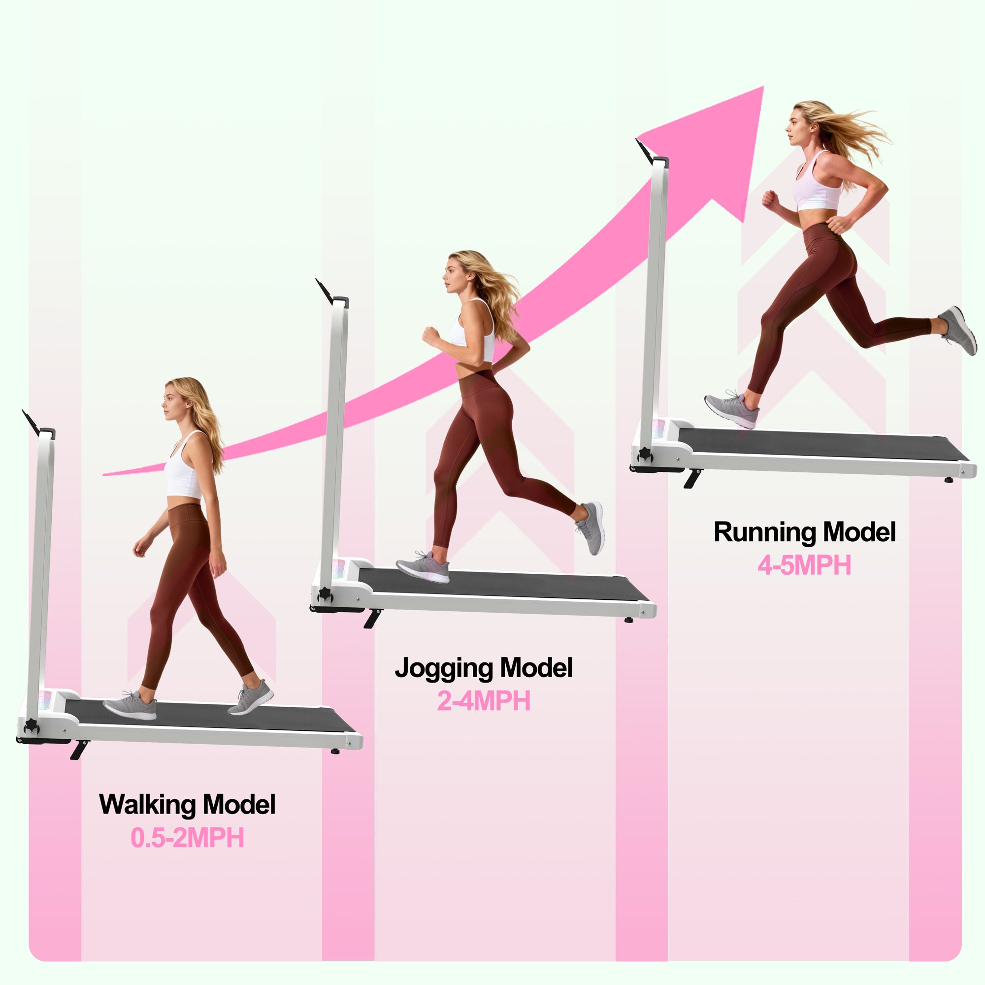 Foldable treadmill vertical storage under furniture